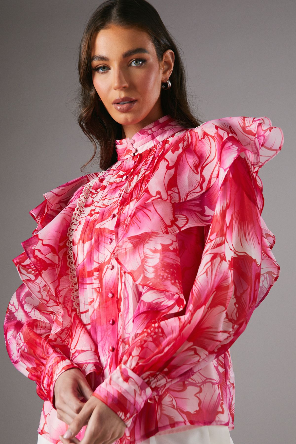 Coast Frill Button Through Blouse Pink image 4