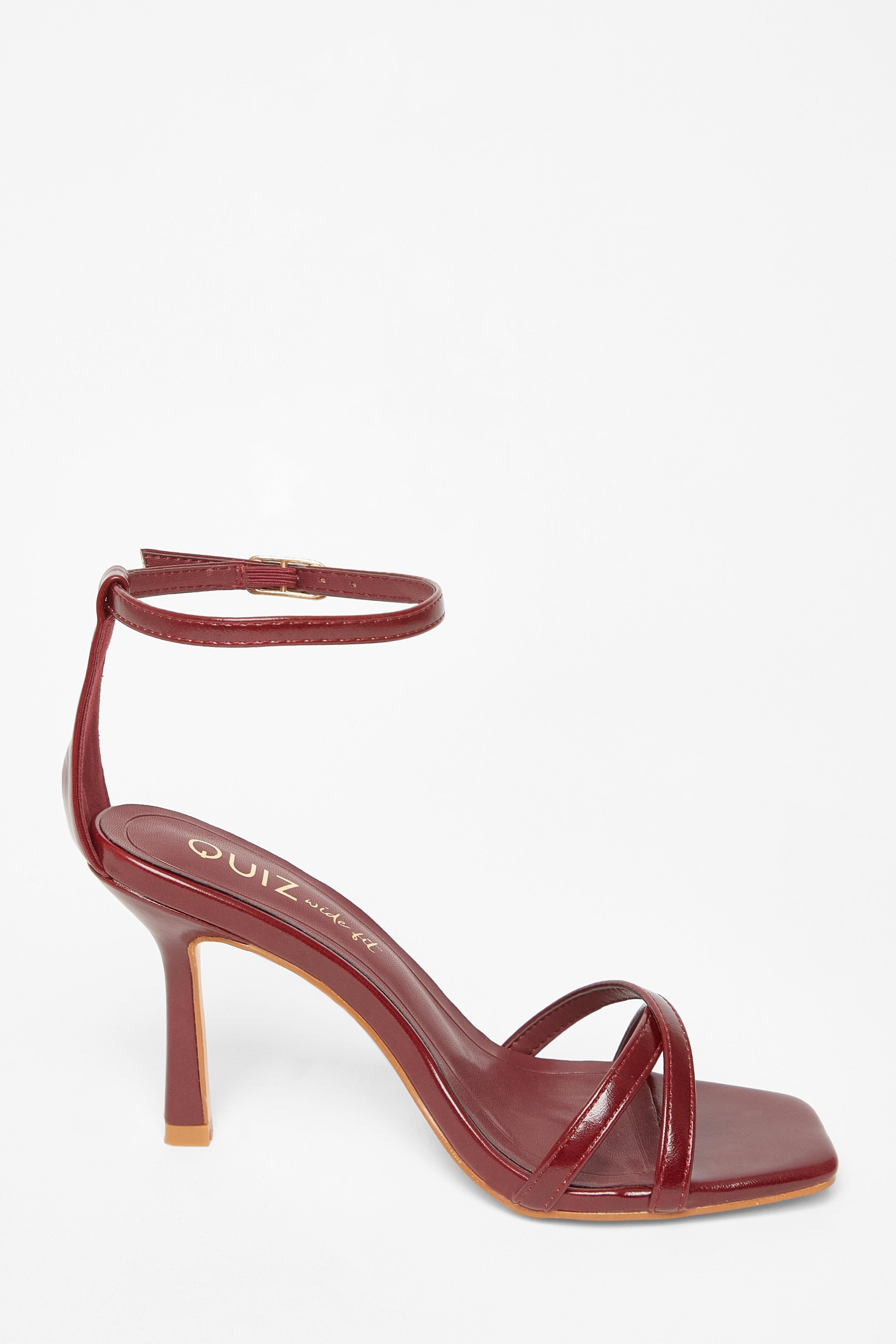 Quiz Burgundy Wide Fit Barely There Heels image 5