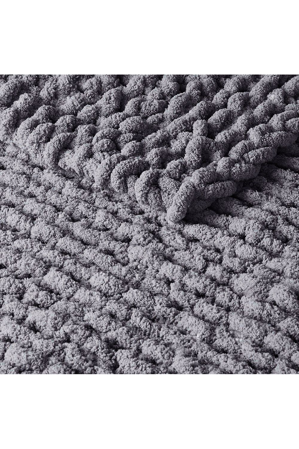 Living and Home Chunky Knit Blanket Throw 100% Hand Knit Chenille Chunky Throw Blanket for Couch 60 x 60cm image 4