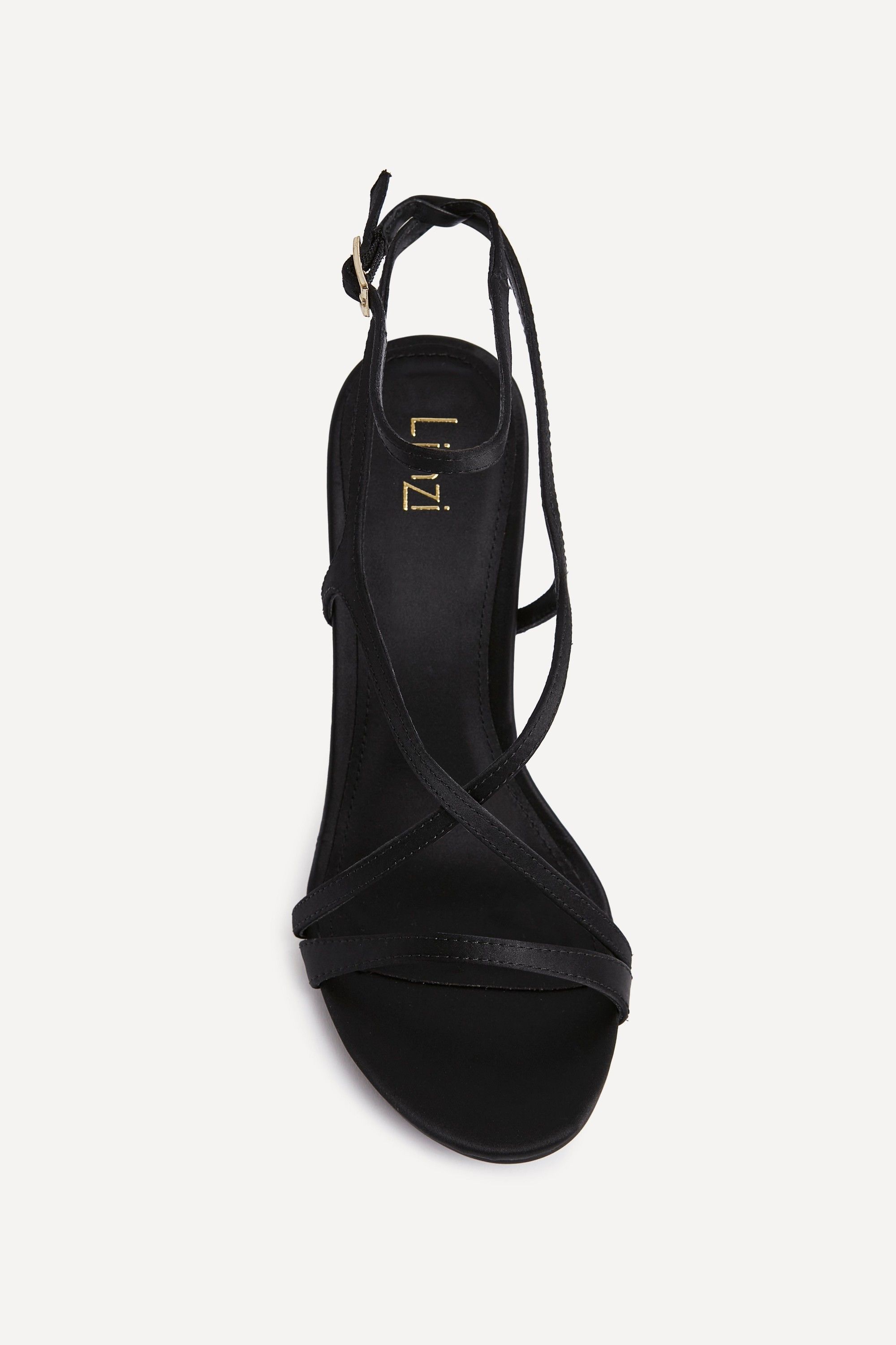 Linzi Taliya Black Satin Strappy Stiletto Heels image 4