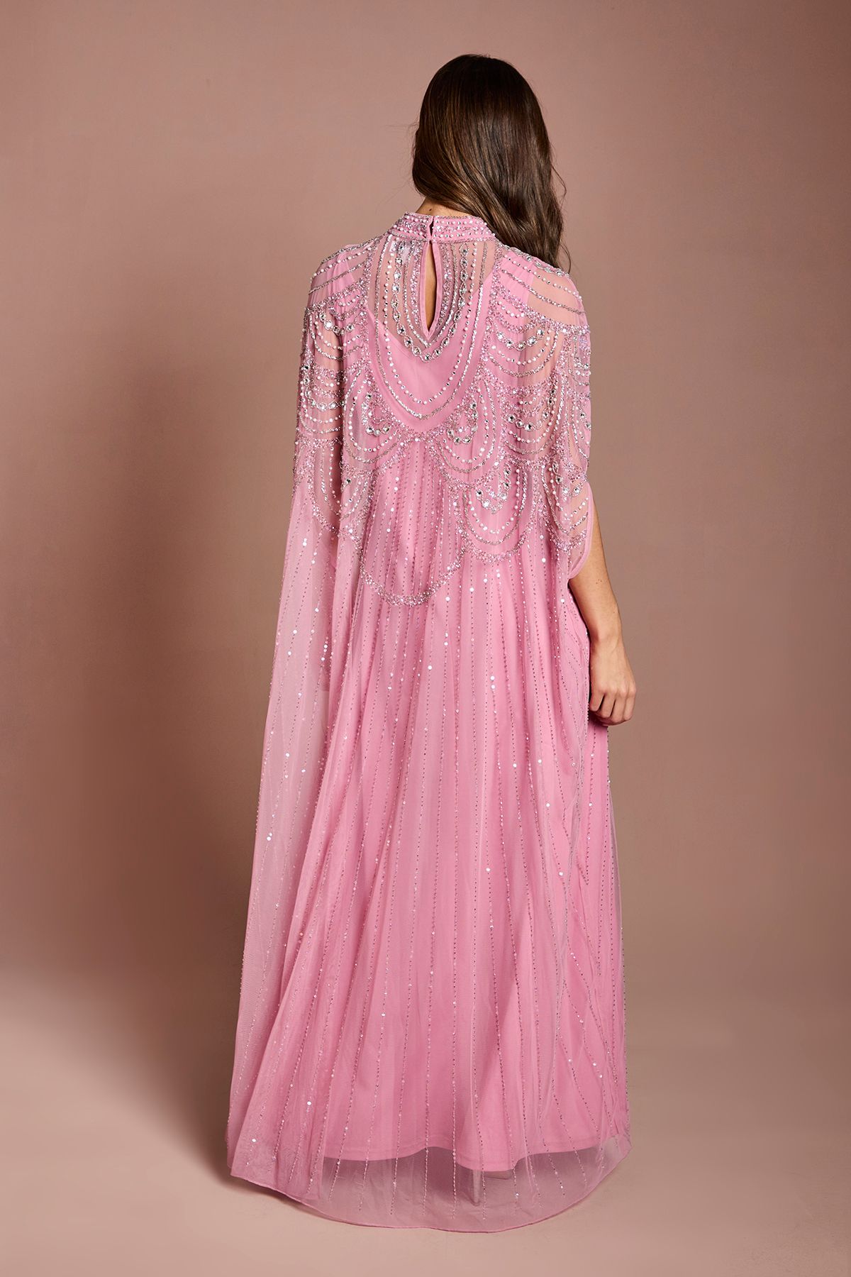 Coast Heavily Embellished Chiffon Midi Dress Rose image 3