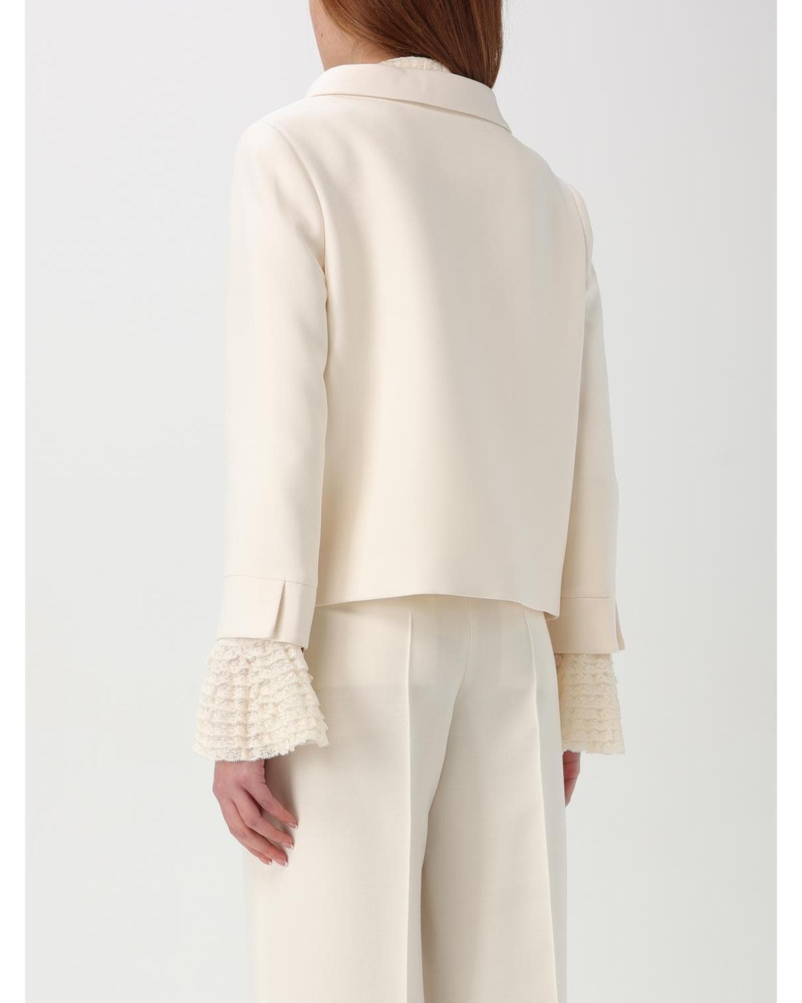 Valentino Cropped Blazer Lace Cuffs Wo - Yellow Cream Jackets image 3