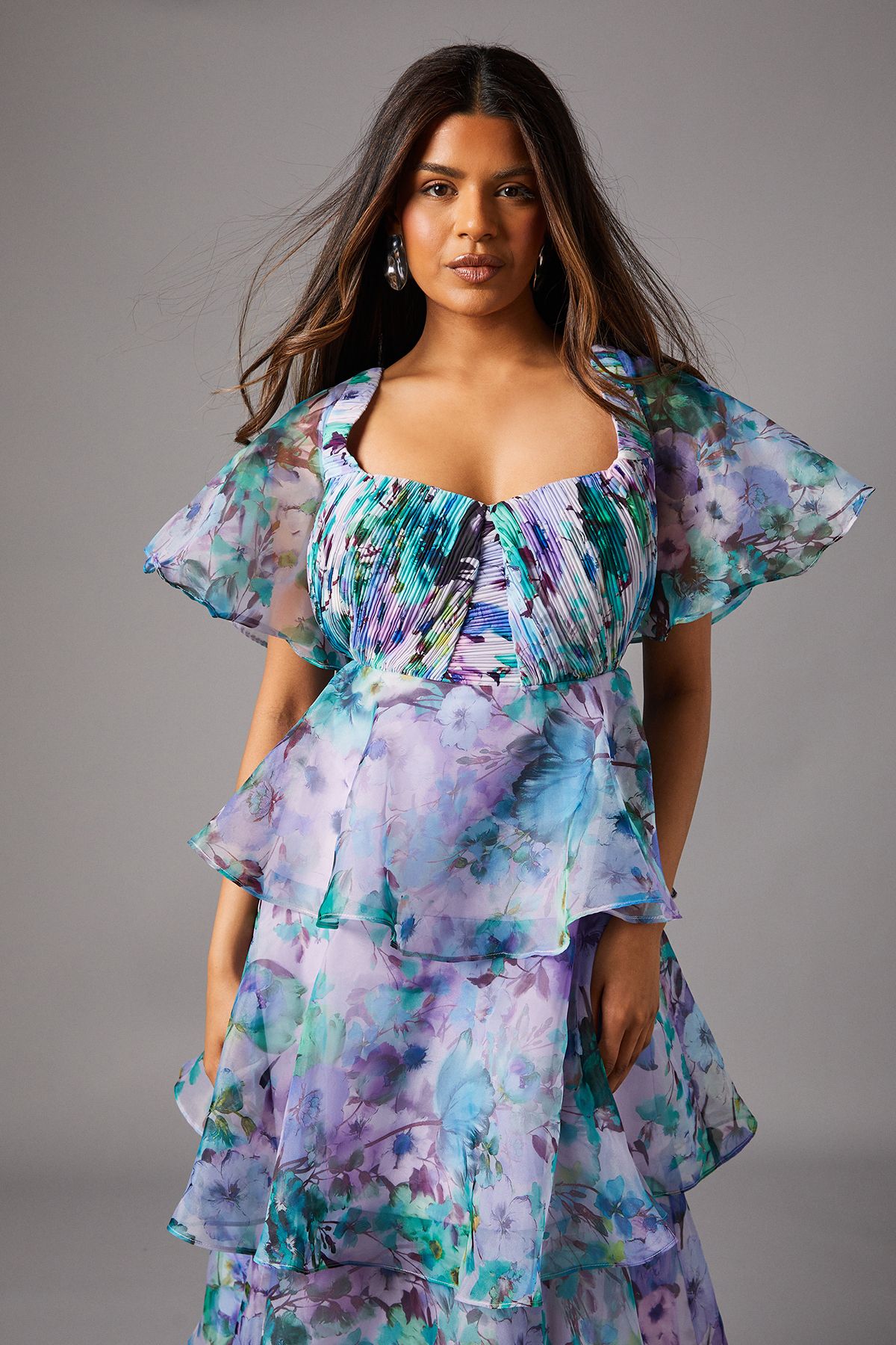 Coast Petite Organza Tiered Dress Multi image 2