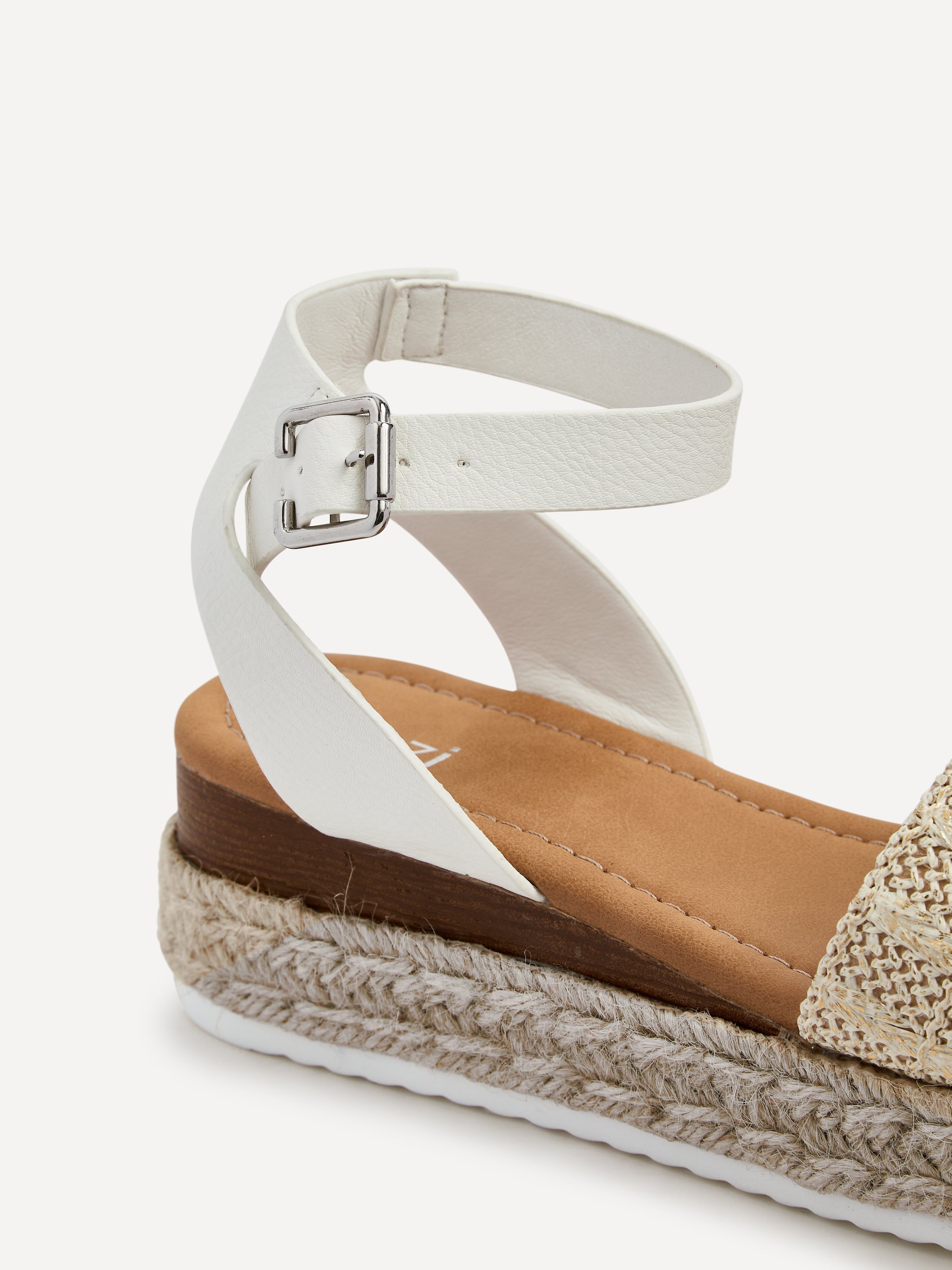 Linzi Anya White & Gold Raffia Flatform Sandal image 5