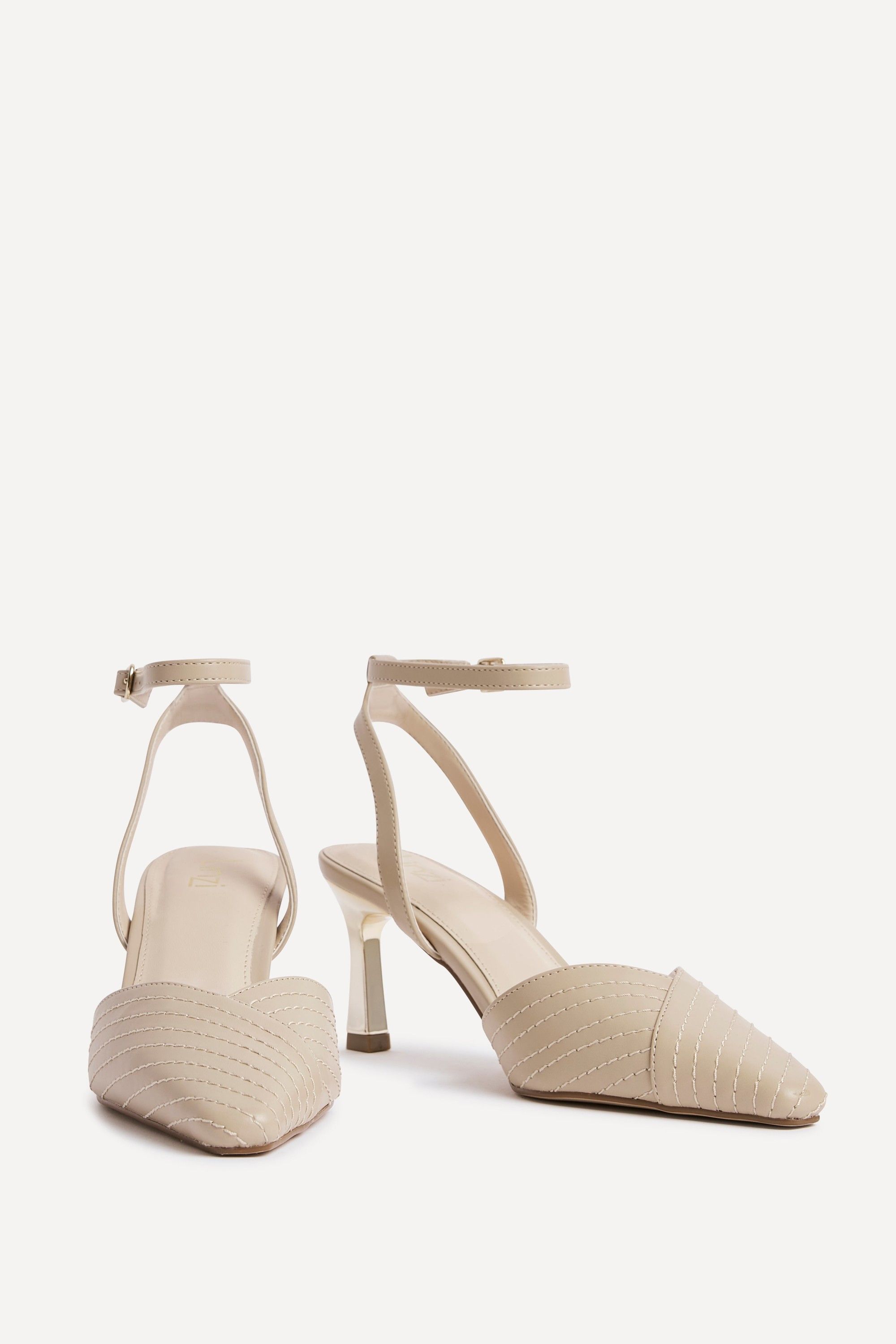 Linzi Siren Nude Faux Leather Quilted Court Heel image 3