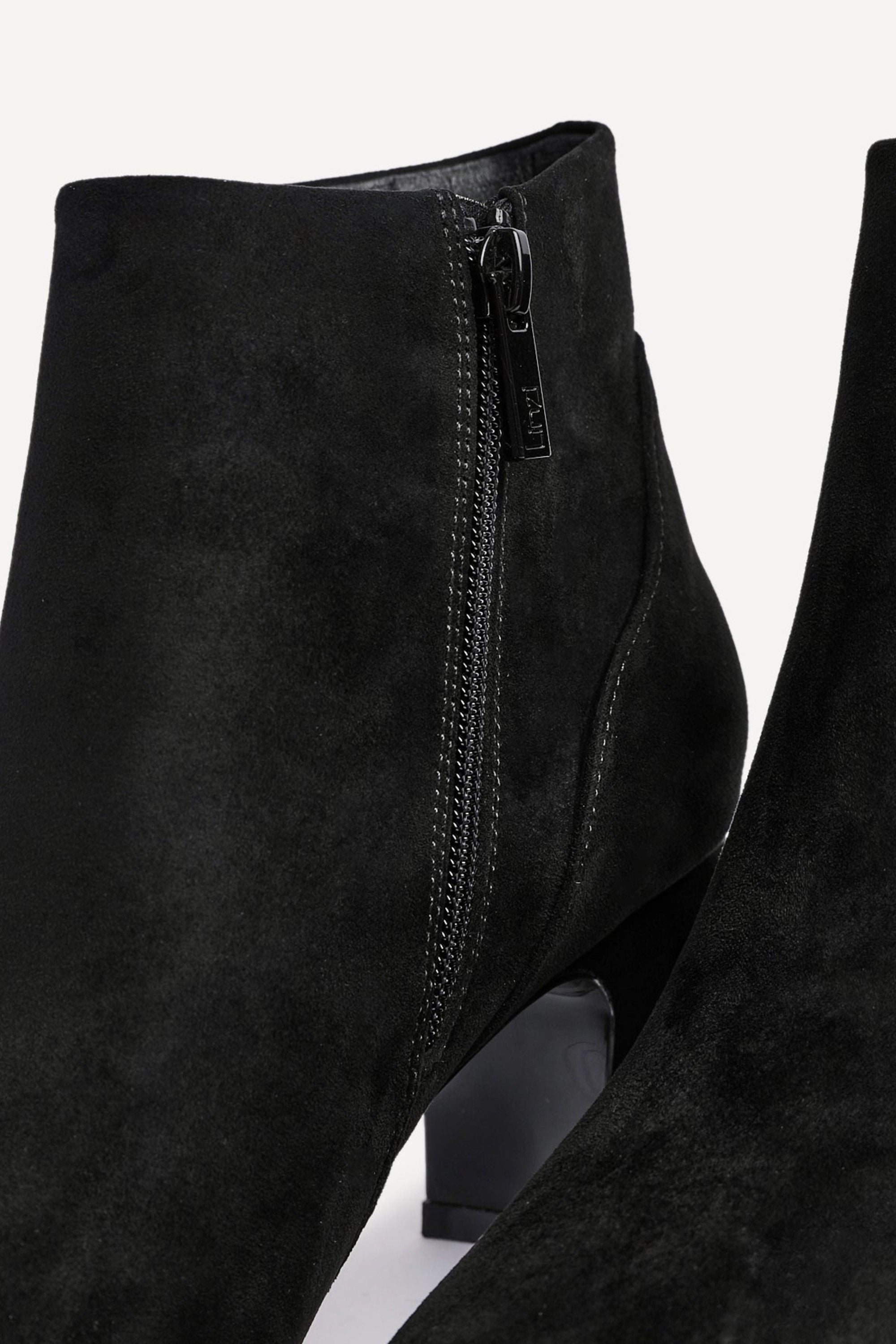 Linzi Cove Black Faux Suede Soft Square Toe Block Heel Ankle Boot image 4