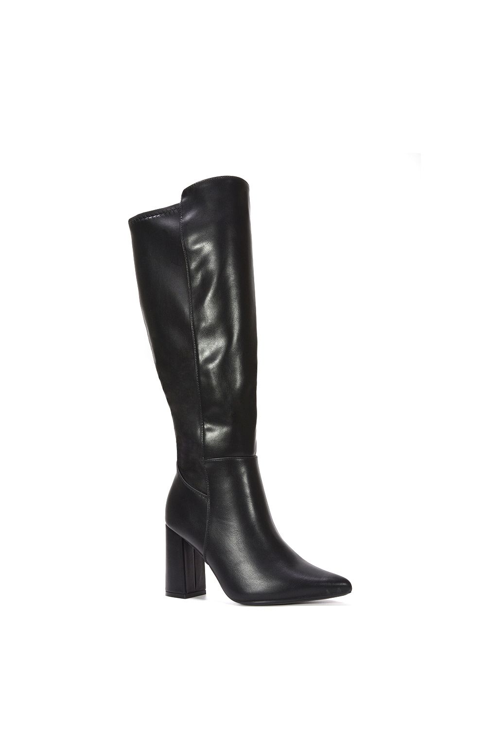 XY London 'Wisteria' Wide Calf Stretchy Block High Heel Knee Boots image 2