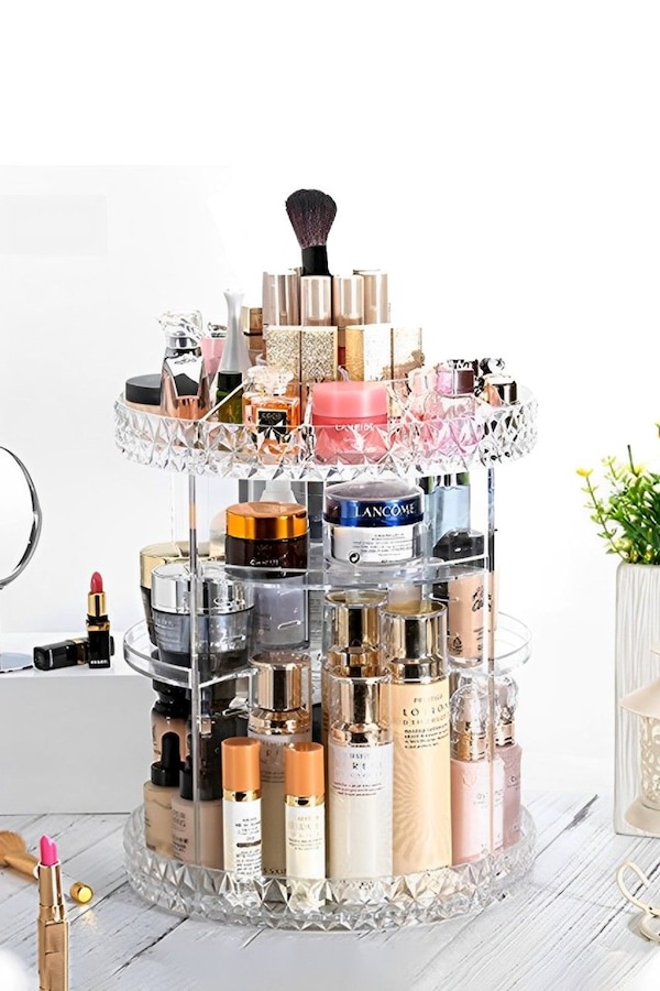 Living and Home 360 Roating Cosmetic Organizer Transparent Acrylic Rotating Multifunctional Makeup Organizer