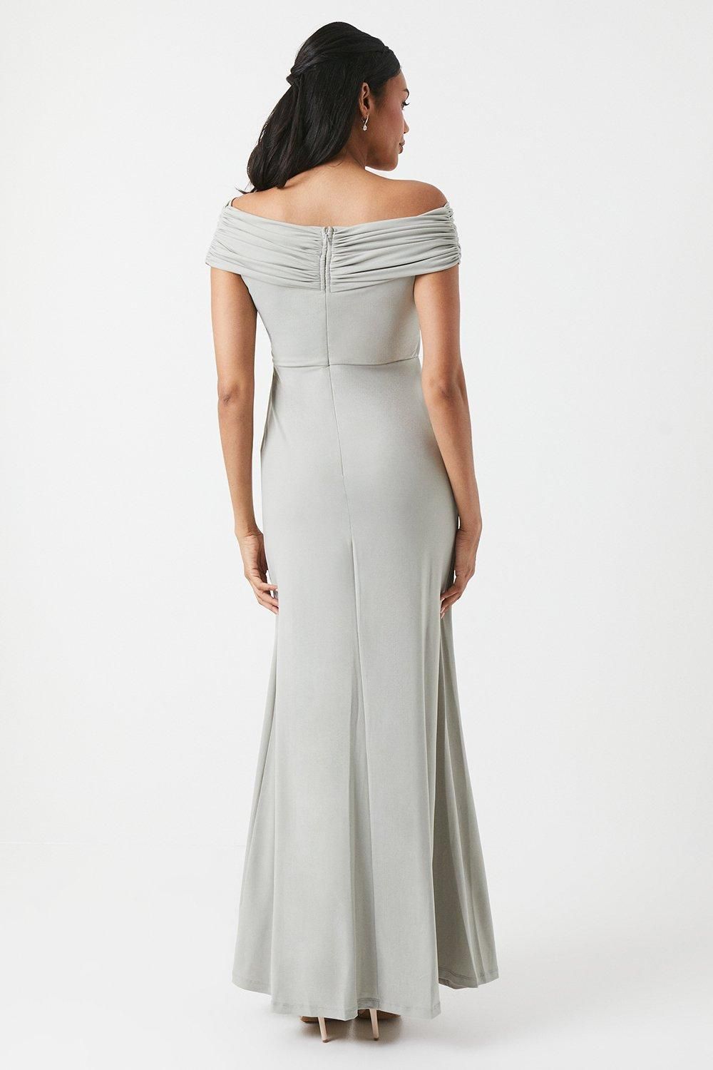 Coast Bardot Ruched Jersey Bridesmaid Dress Sage image 3