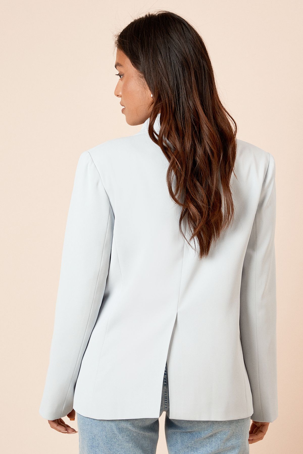 Dorothy Perkins Petite Tailored Seam Front Detail Blazer Light Blue image 3