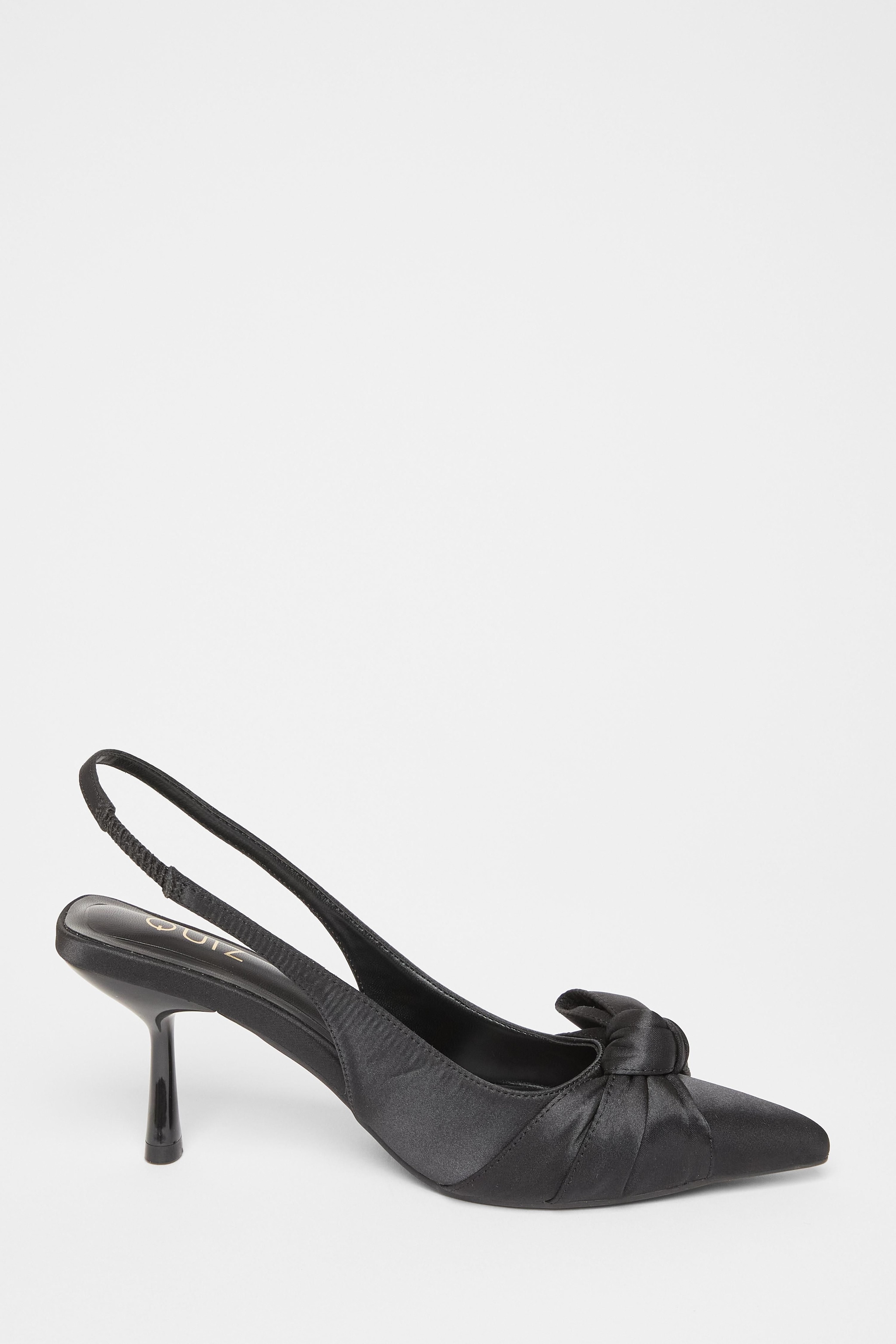 Quiz Black Sling Back Bow Heels image 5