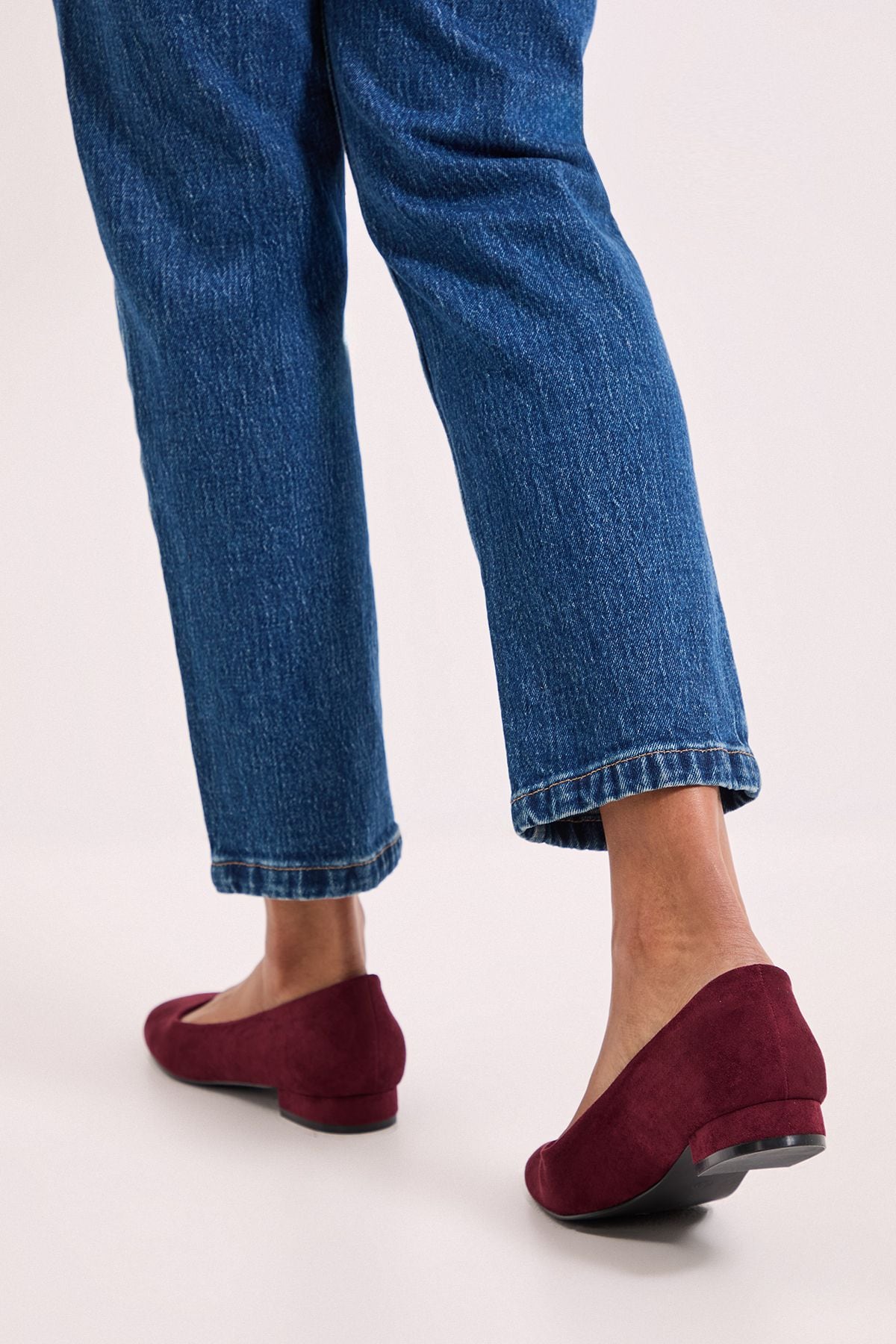 Dorothy Perkins Polly Faux Suede Low Block Heel Ballerinas Burgundy image 3