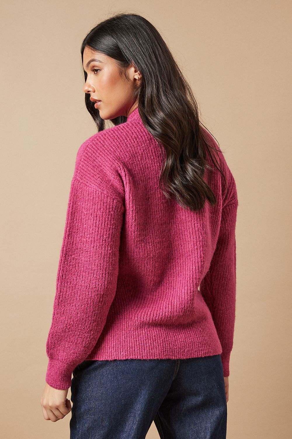 Oasis Ribbed Crew Neck Jumper Desert Rose image 3