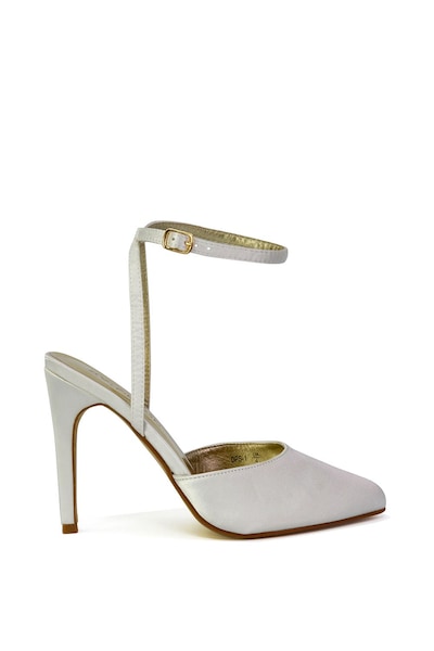 XY London 'Liliane' 2 Part Pointed Toe Satin Shoes Stiletto Heel