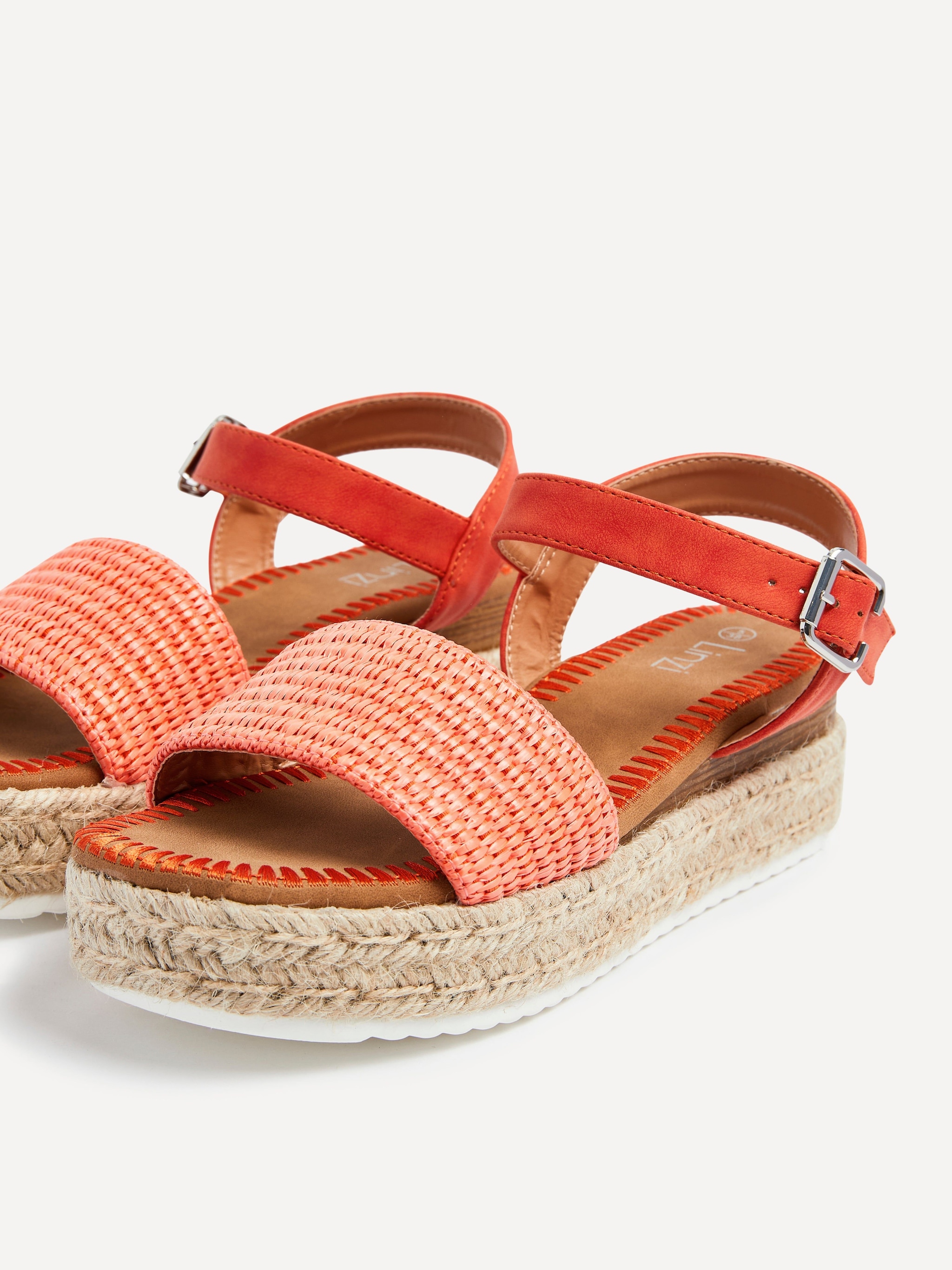 Linzi Panama Orange Raffia Two Part Espadrille Inspired Flatform Sandal image 4