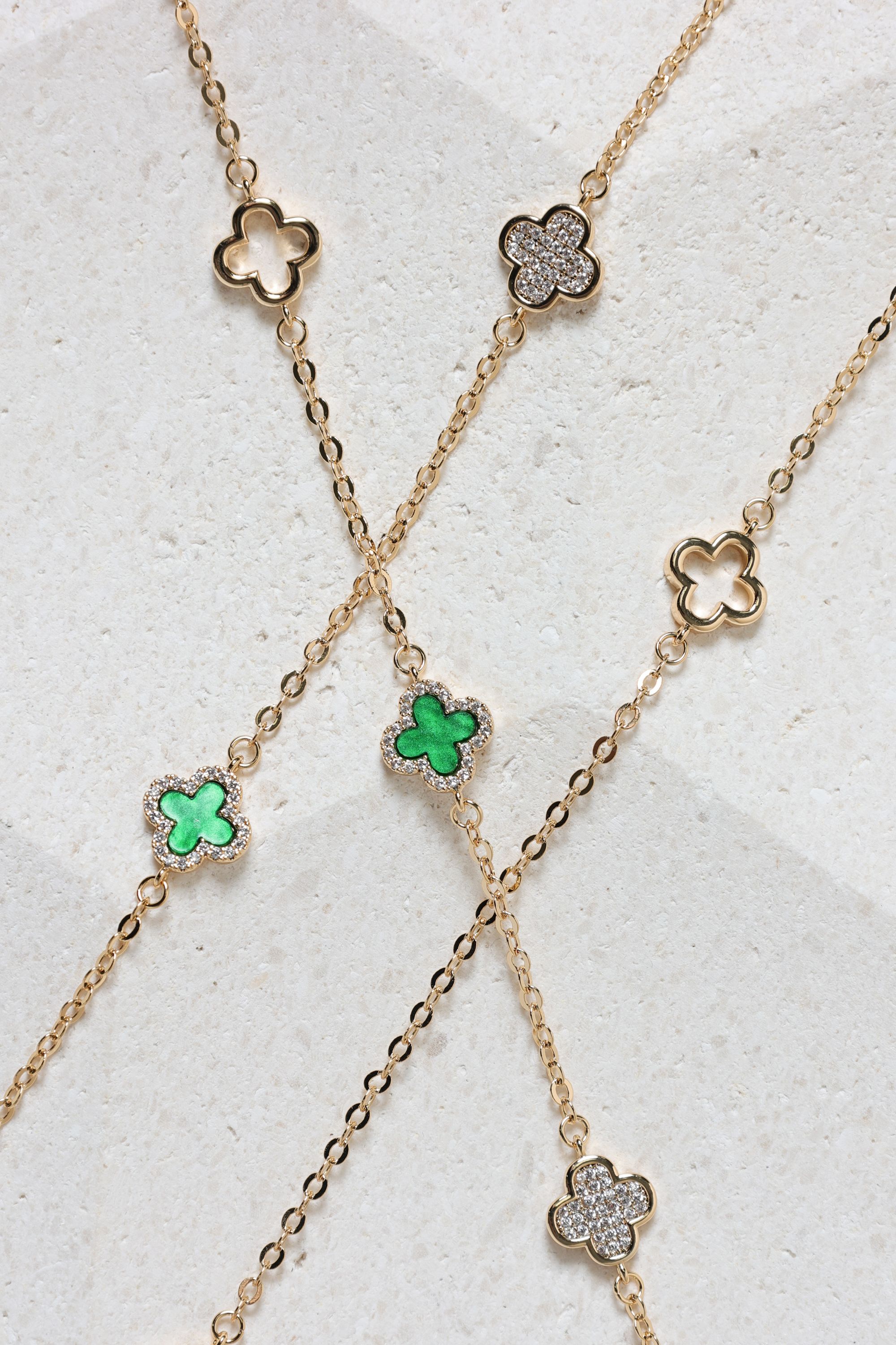 Jon Richard Gold Plated Pave and Malachite Clover Necklace image 3