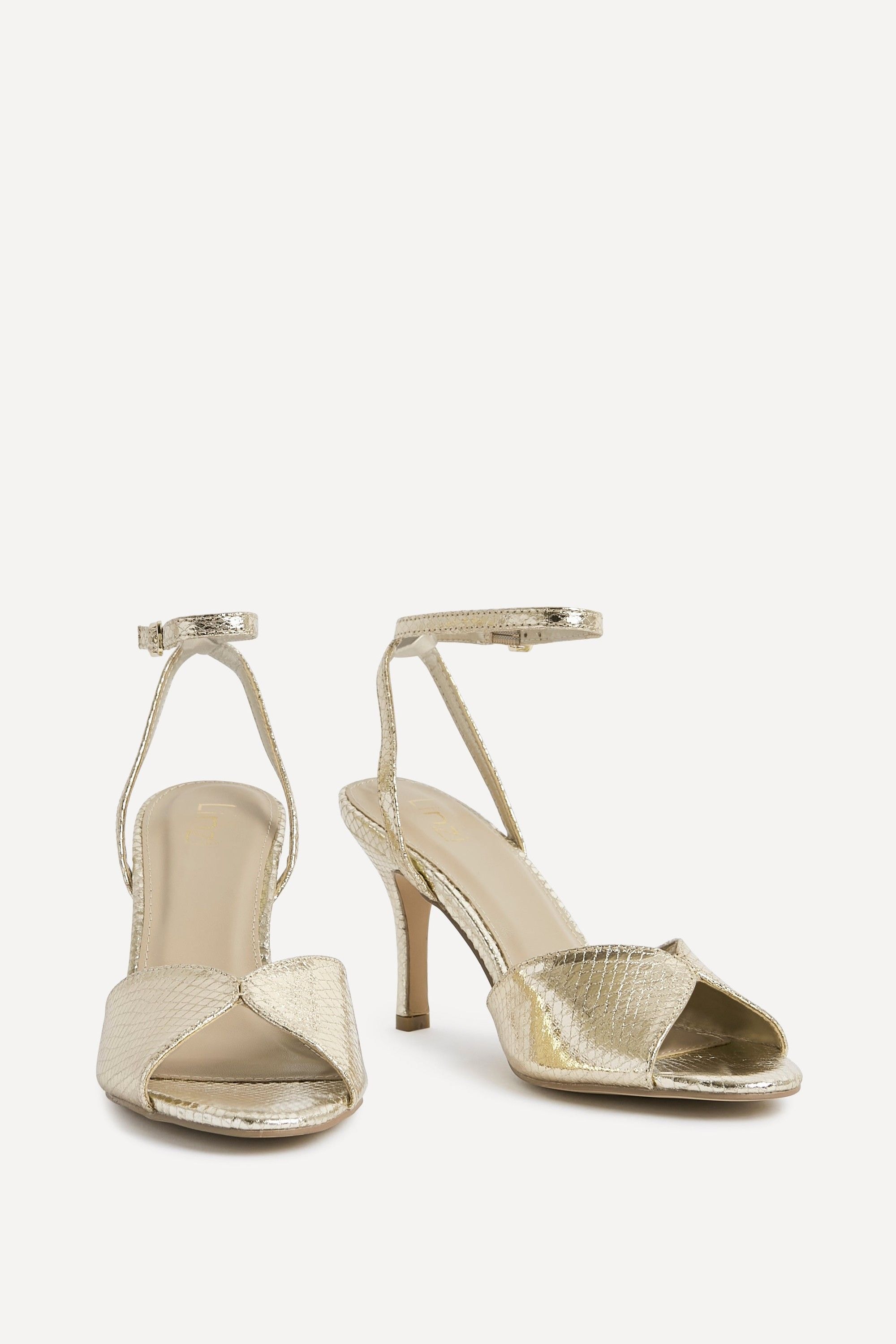 Linzi Parlour Gold Faux Leather Peep Toe Stiletto Heel image 3