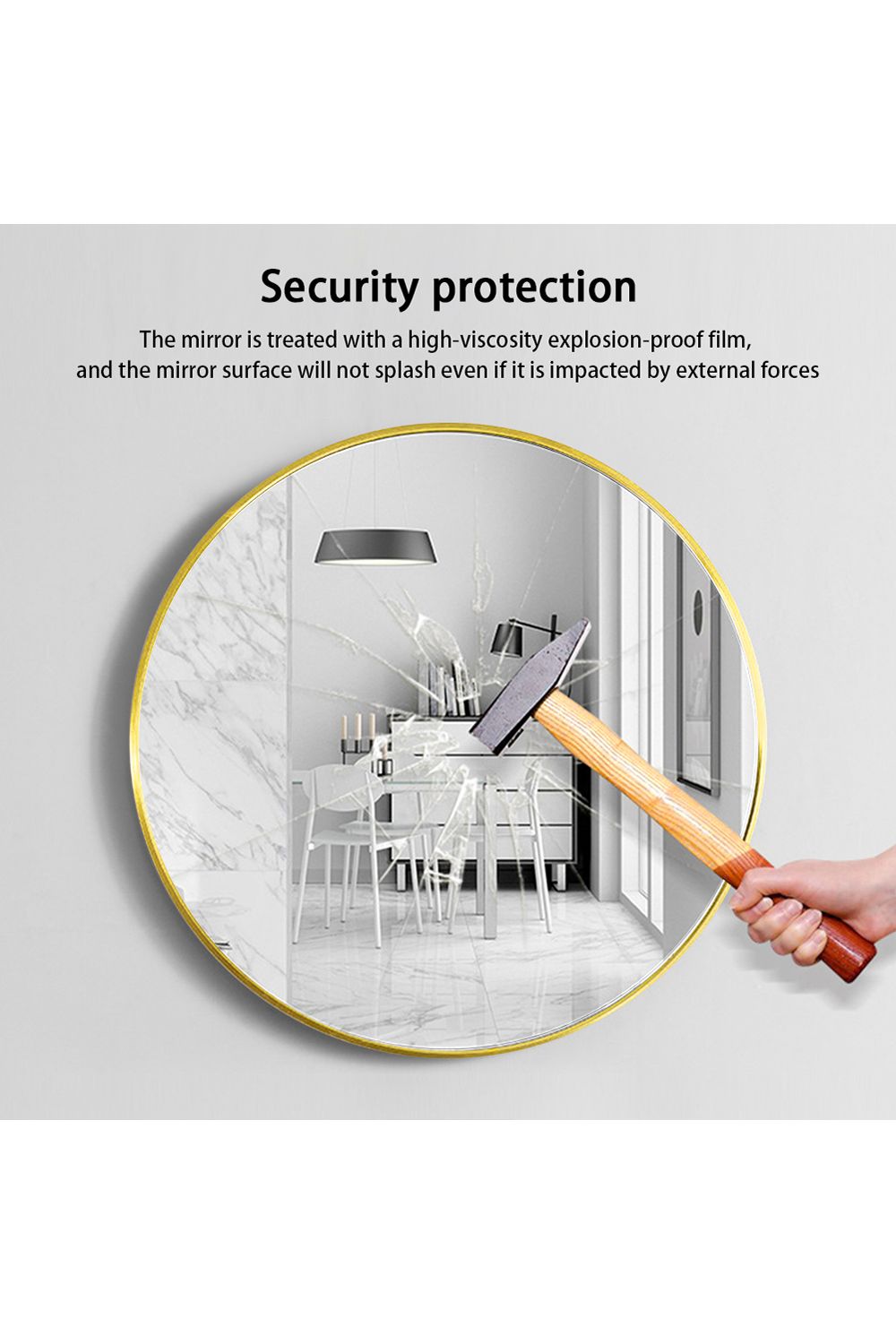 Living and Home 40cm Nordic Gold Round Bathroom Mirror Wall-Mounted Washbasin Mirror with Metal Frame image 6