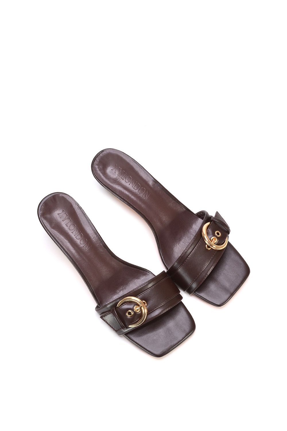 XY London ‘Addison’ Kitten Heel Slip On Mule Sandals With Buckle Detail image 6