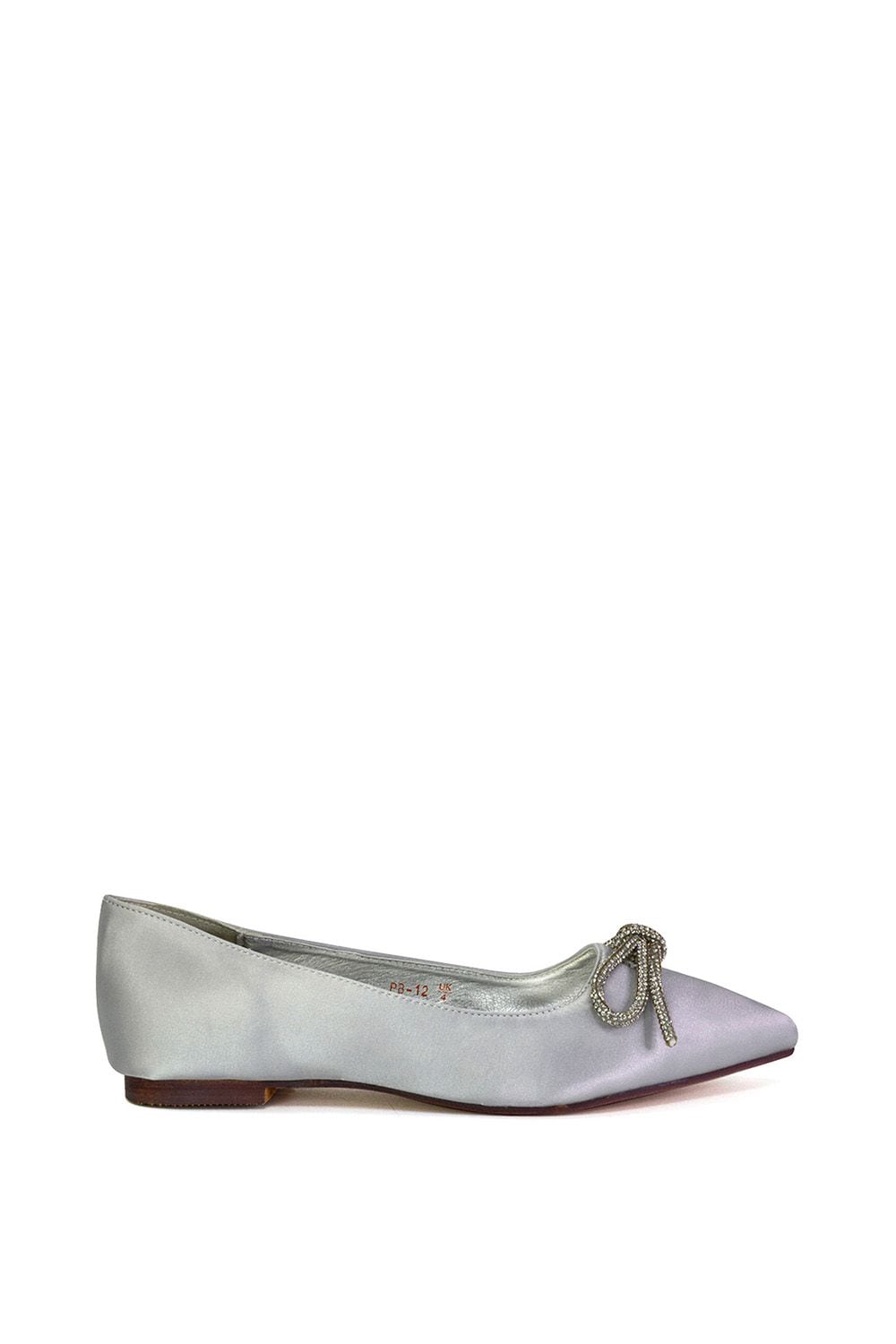 XY London 'Blossom' Diamante Bow Detail Pointed Toe Ballerina Pumps
