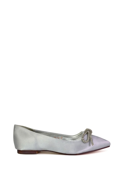 XY London 'Blossom' Diamante Bow Detail Pointed Toe Ballerina Pumps
