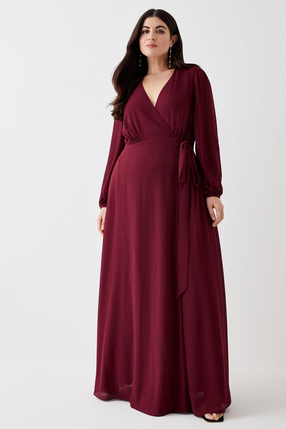 Coast Plus Size Hem Sweep Maxi Wrap Dress Aubergine image 1
