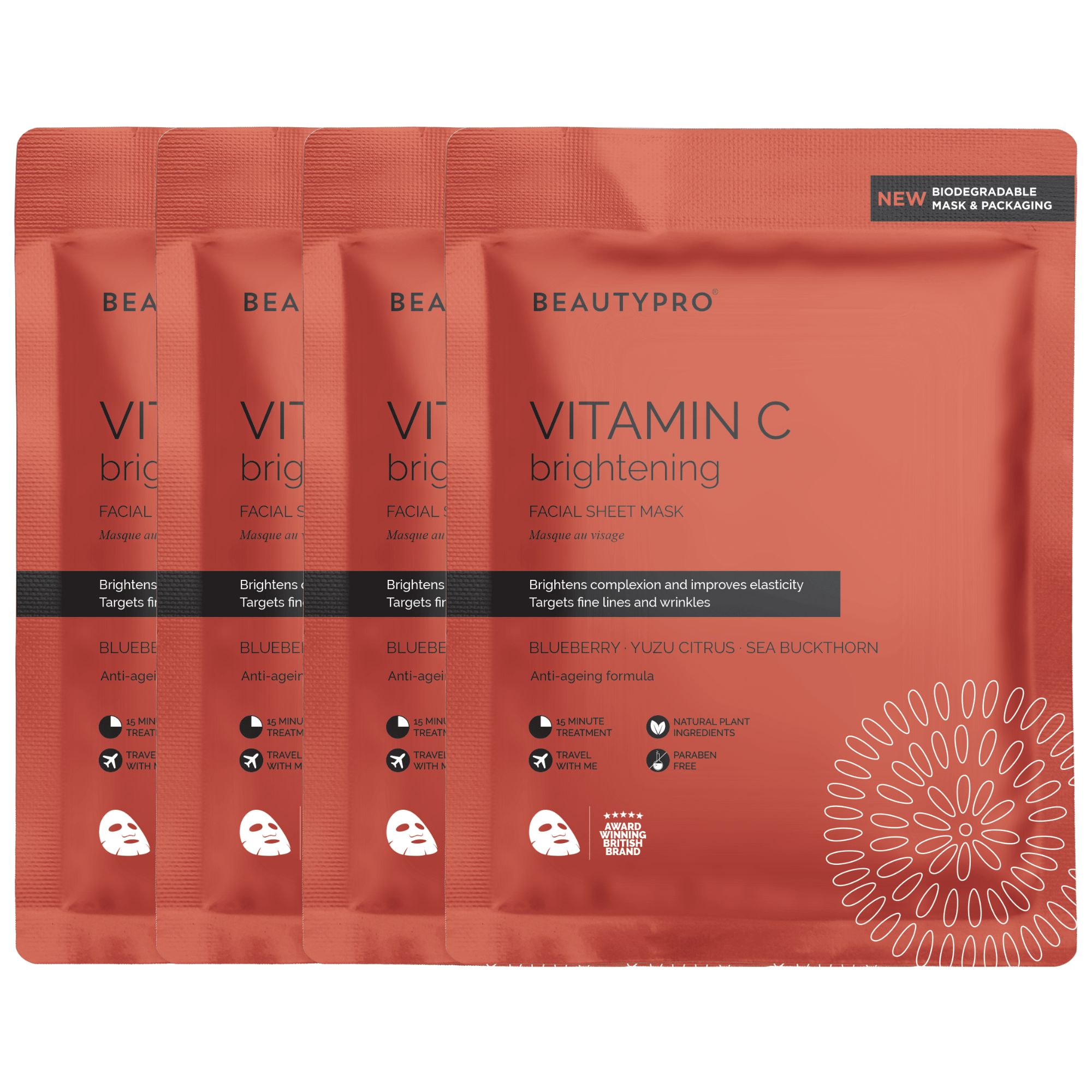 BEAUTYPRO Vitamin C Brightening Sheet Mask - Pack Of 4 image 1