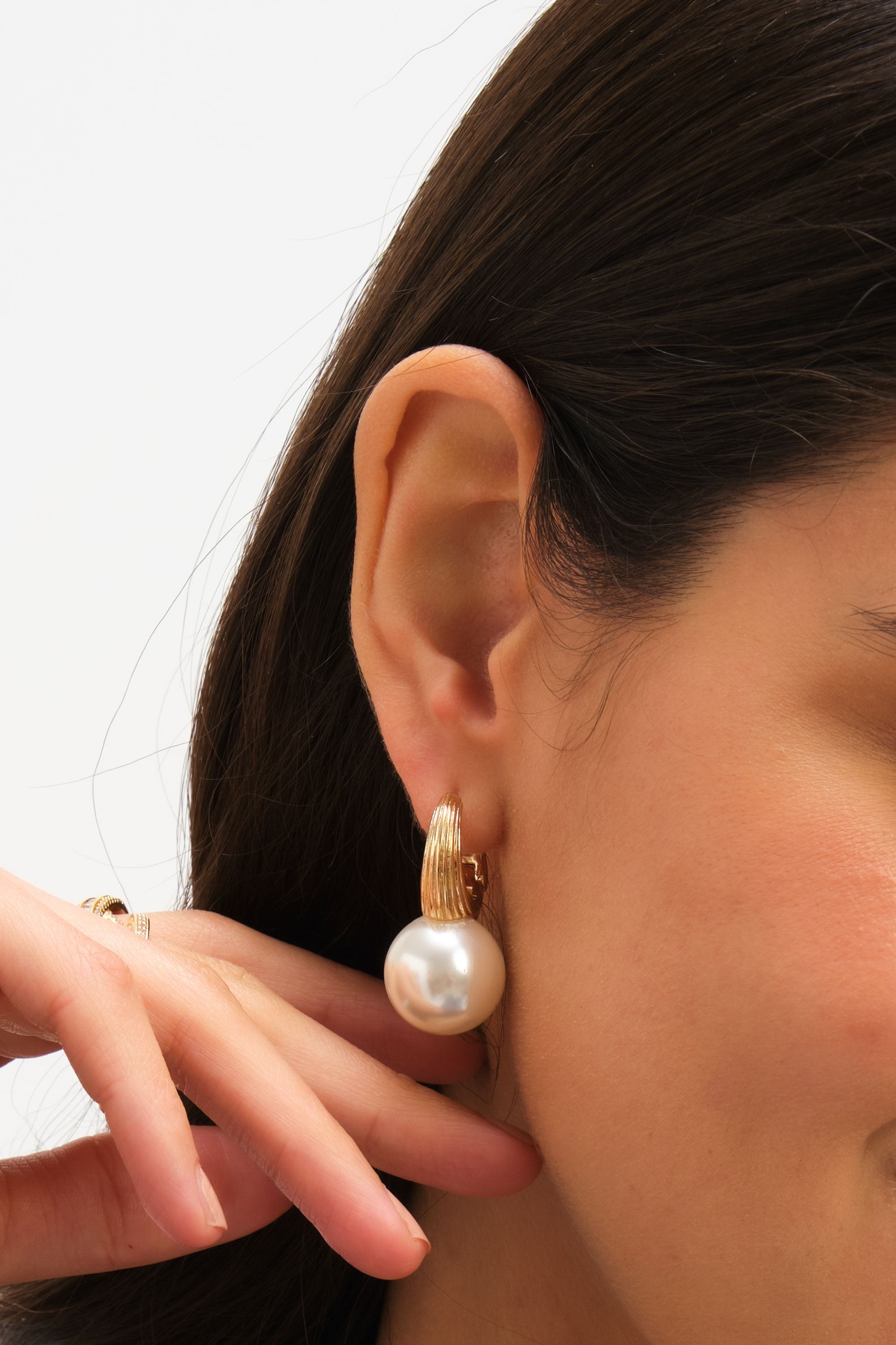 Jon Richard Ridge Hoop And Pearl Statement Earrings image 4