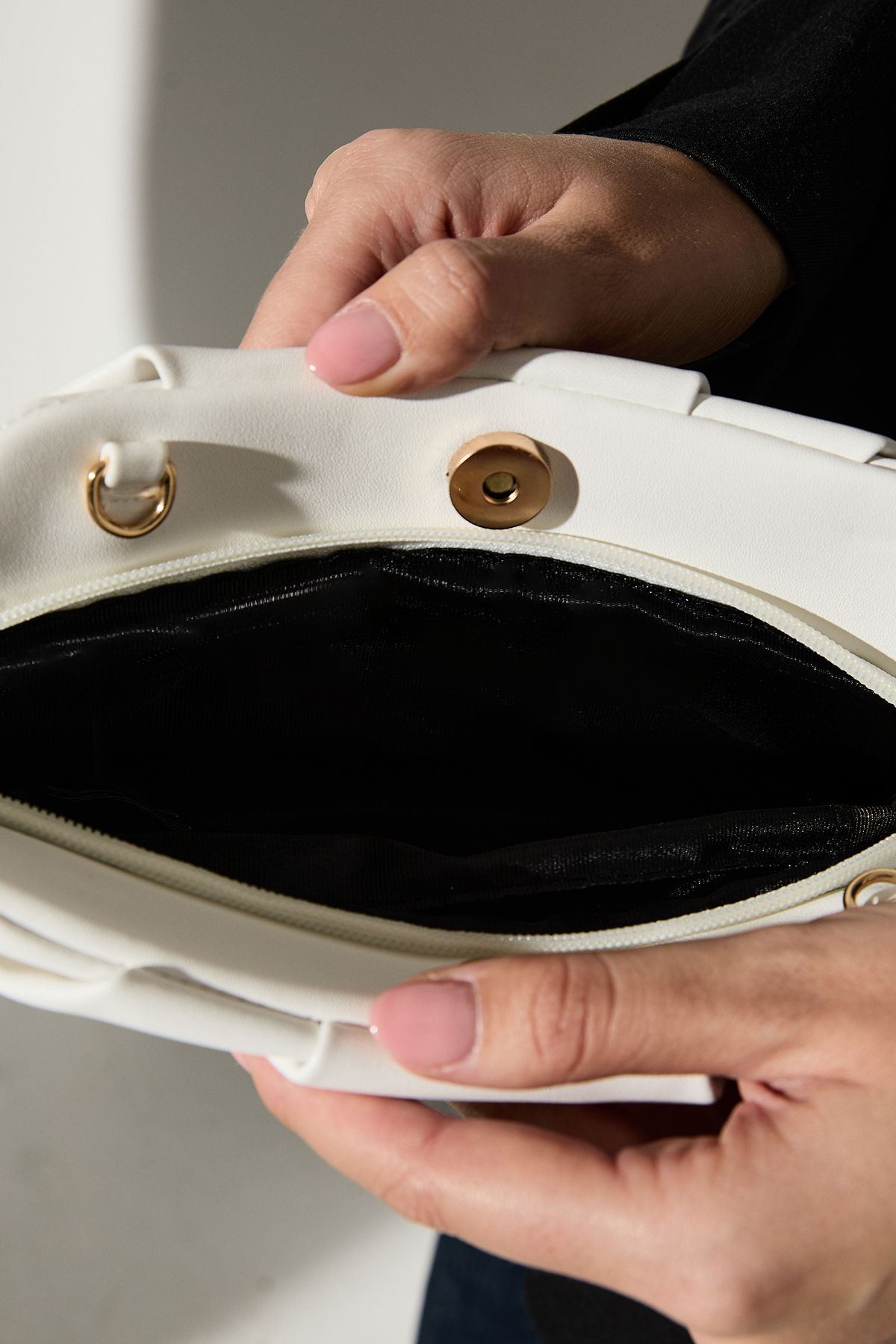 MissPap Small Ruched Clutch Bag White image 3