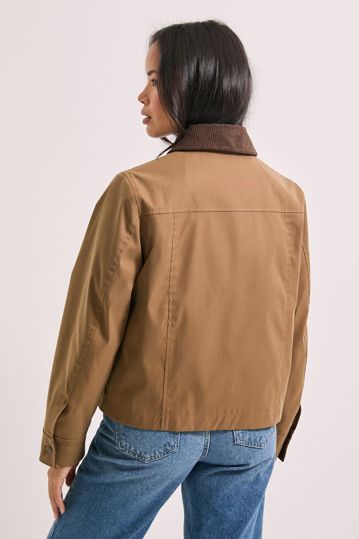 Dorothy Perkins Cord Collar Detail Boxy Jacket Camel image 3