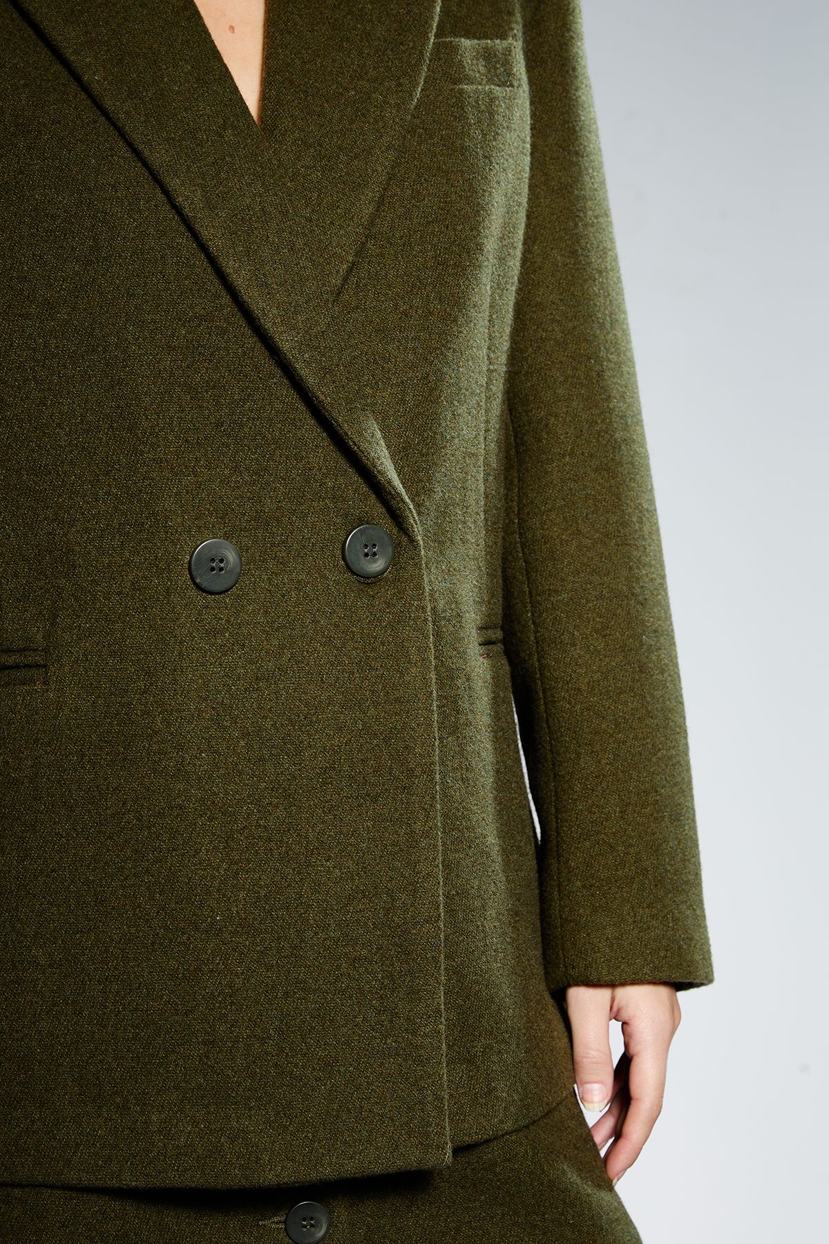 RUNWAY 1.8.1.8 Runway 1.8.1.8 Wool Mix Double Breasted Blazer Olive image 4