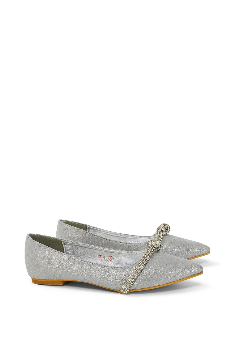 XY London 'Halley' Flat Heel Pointed Toe Sparkly Embellished Diamante Bridal Pumps image 5