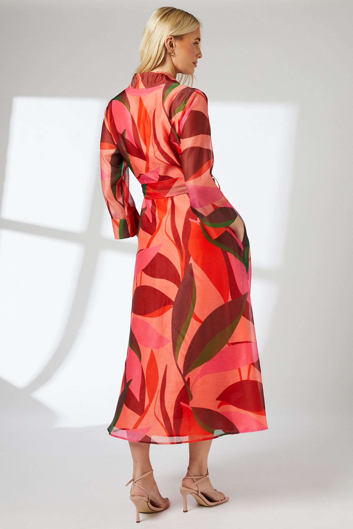 Principles Abstract Organza Contrast Shirt Dress Pink image 3