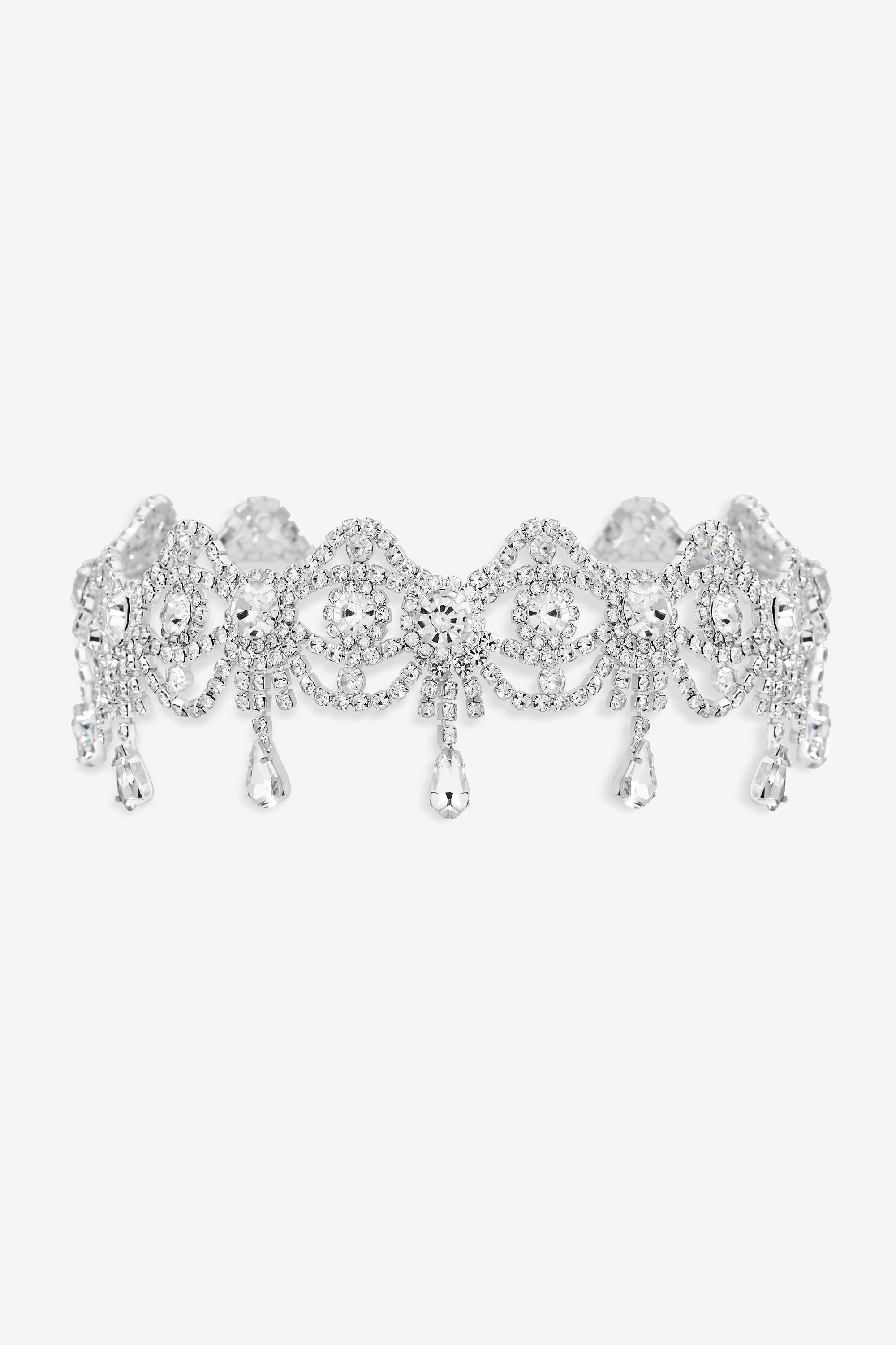 Mood Mood Silver Crystal Bow Drop Statement Choker image 2