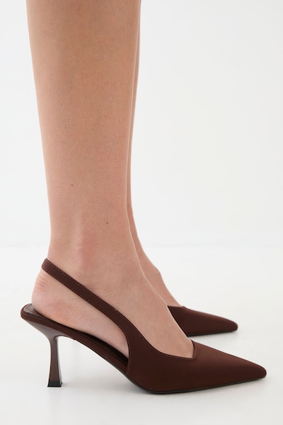 MissPap Faux Suede High Stiletto Heel Sling Back Court Shoes Brown