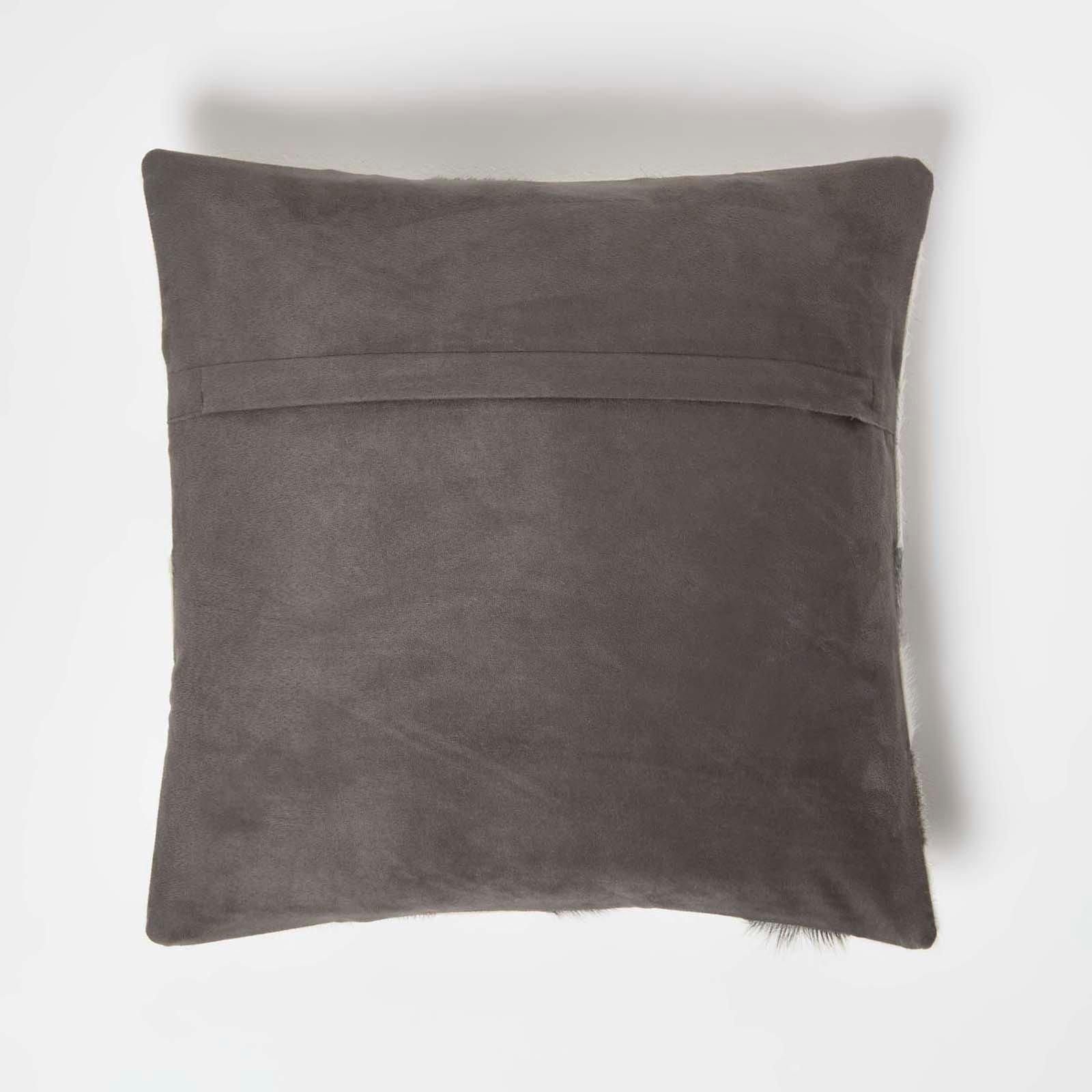 Homescapes Block Check Leather Cushion 45 x 45 cm image 3