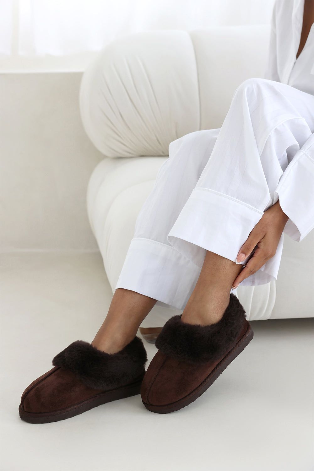 Where's That From 'Inaya' Mule Slippers with Faux Fur Collar Trim image 7