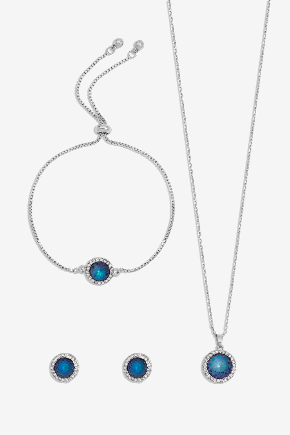 Jon Richard Silver Plated Blue Halo Trio Set  - Gift Box image 2
