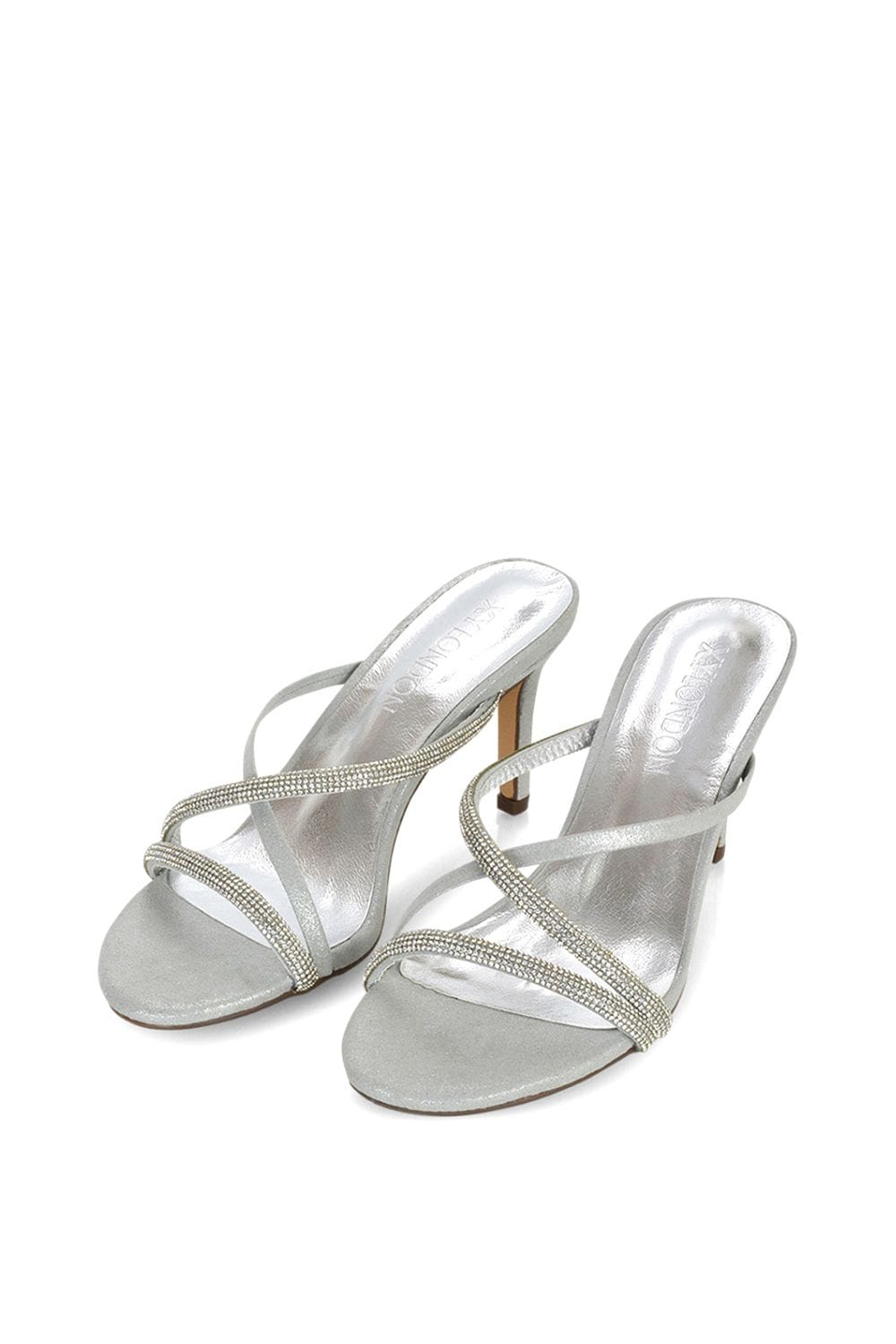 XY London 'Teddie' Diamante Cross Over Strappy Sandal Stiletto High Mule Heels image 4