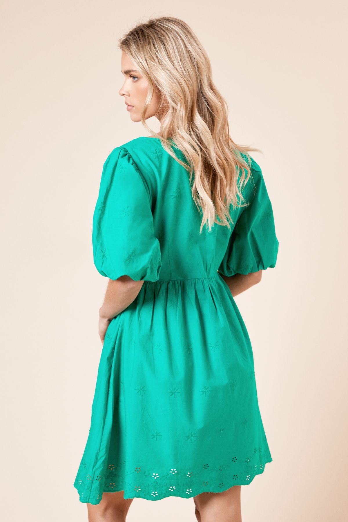 Dorothy Perkins Petite Embroidered Square Neck Mini dress Green image 3