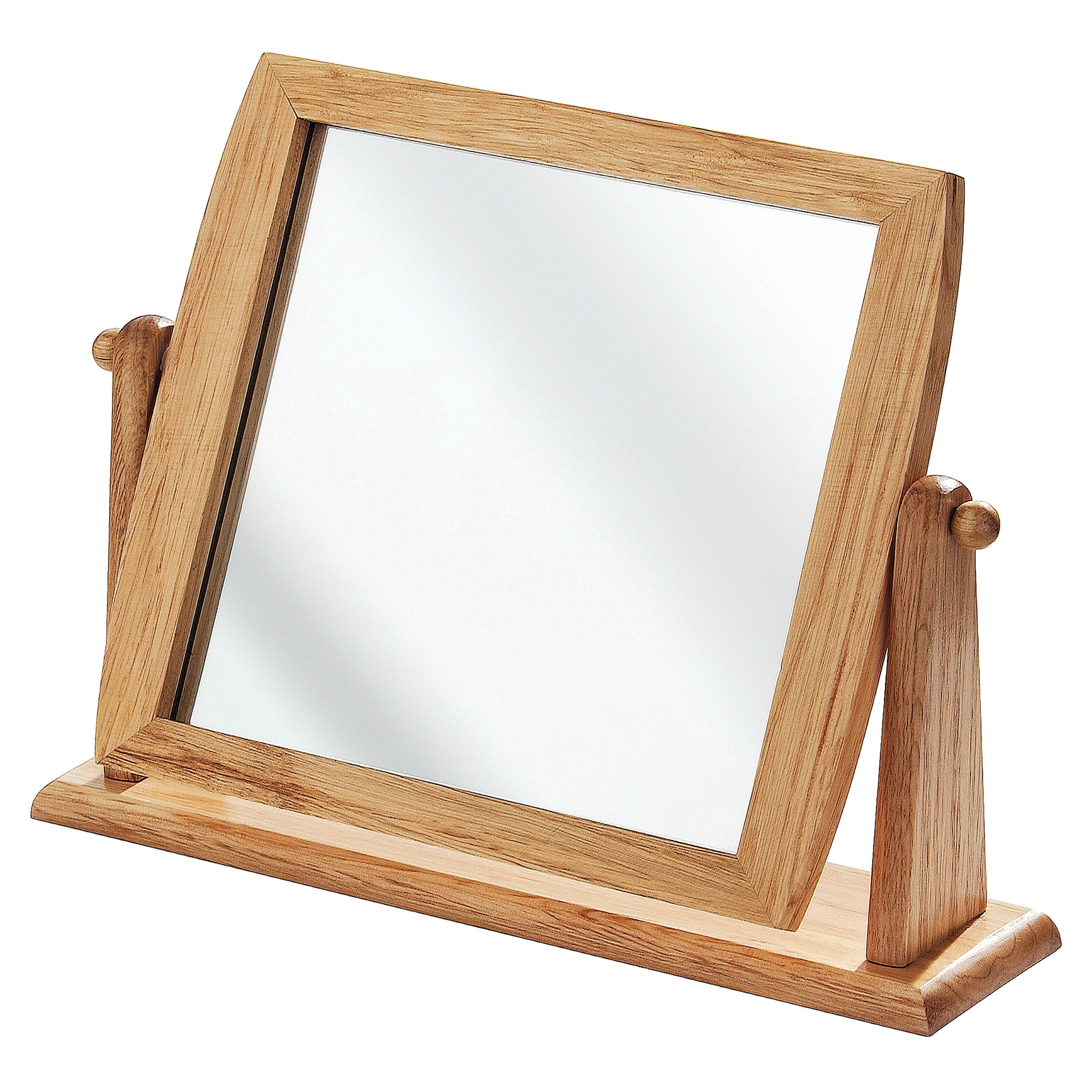 Orsina Wooden Frame Swivel Mirror, Durable 25x28cm Pine Wood Tabletop Mirror, Natural Finish image 1