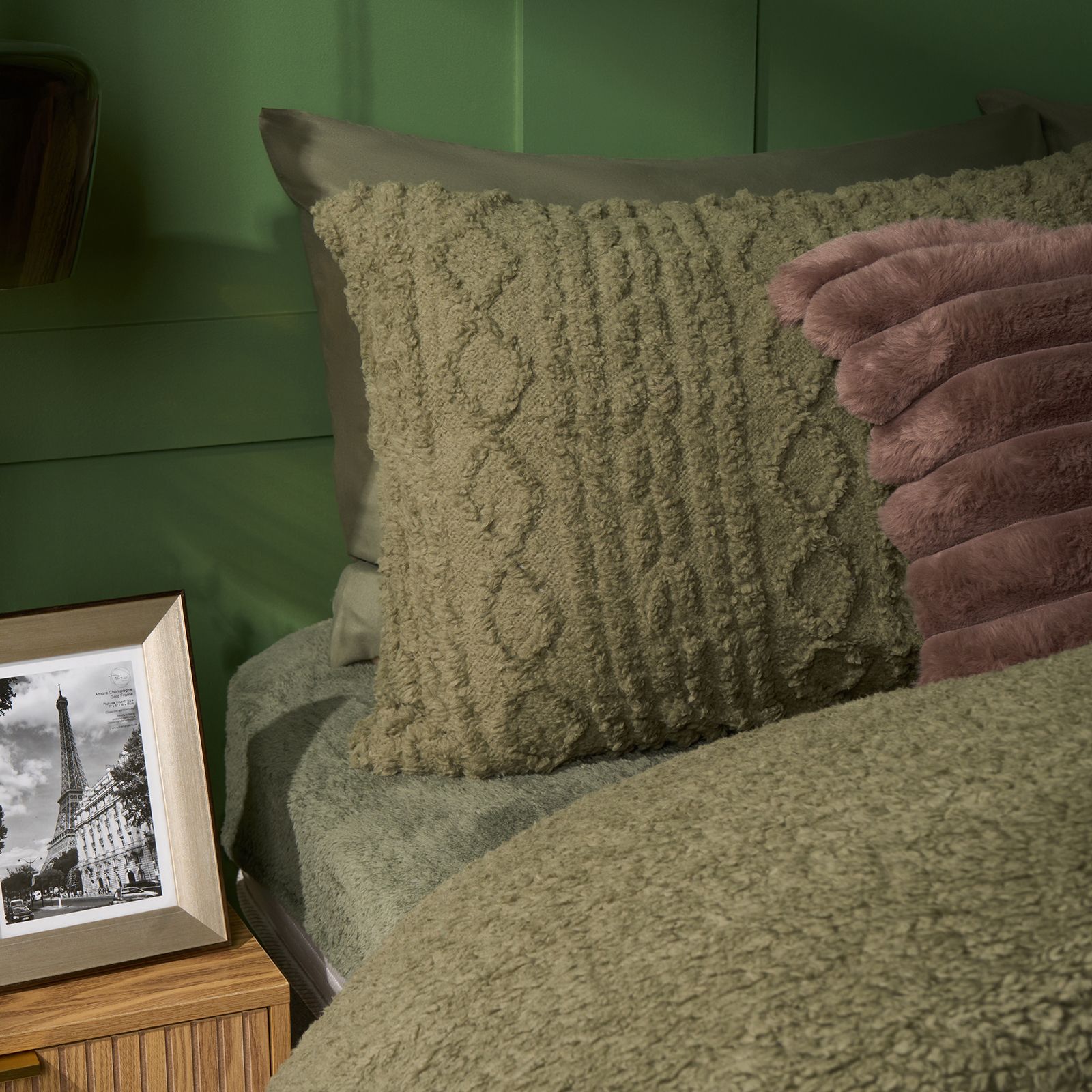 OHS Cable Knit Fleece Duvet Cover Set Warm Reversible Bedding image 3