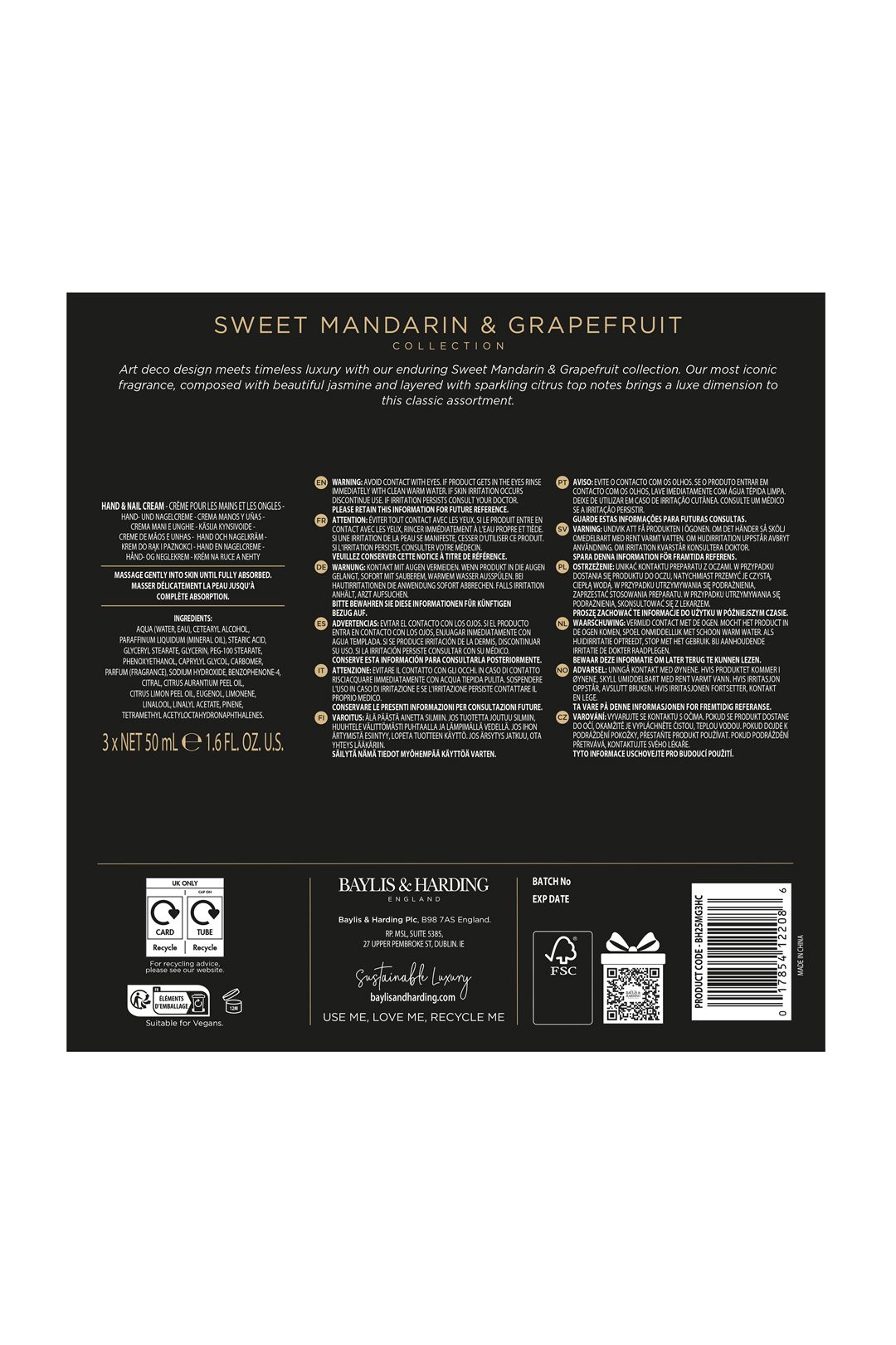 Baylis & Harding Sweet Mandarin & Grapefruit Indulgent Hand Trio Gift Set Multi image 7