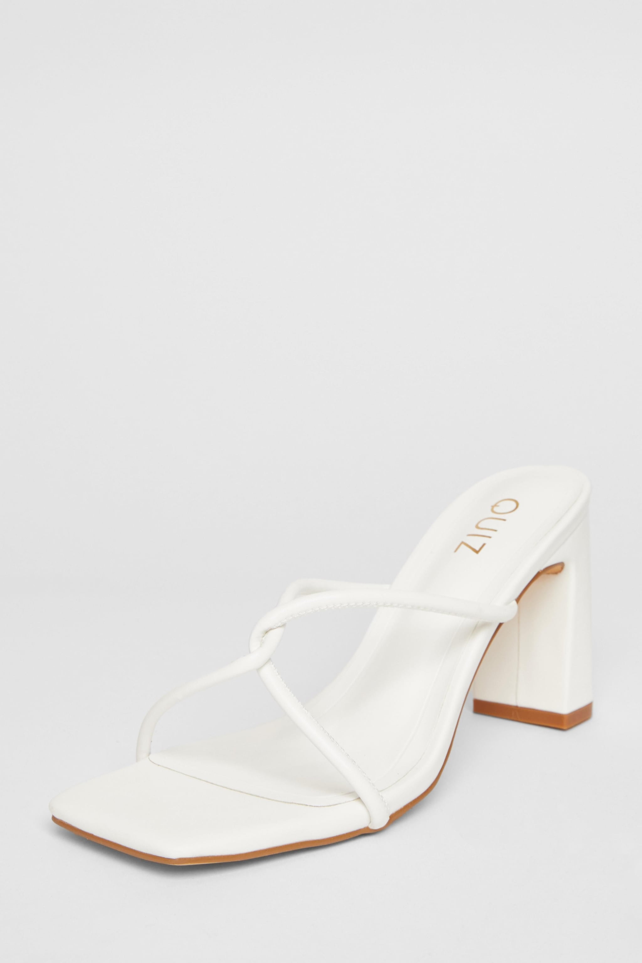 Quiz White Twist Front Strappy Block Heels image 1