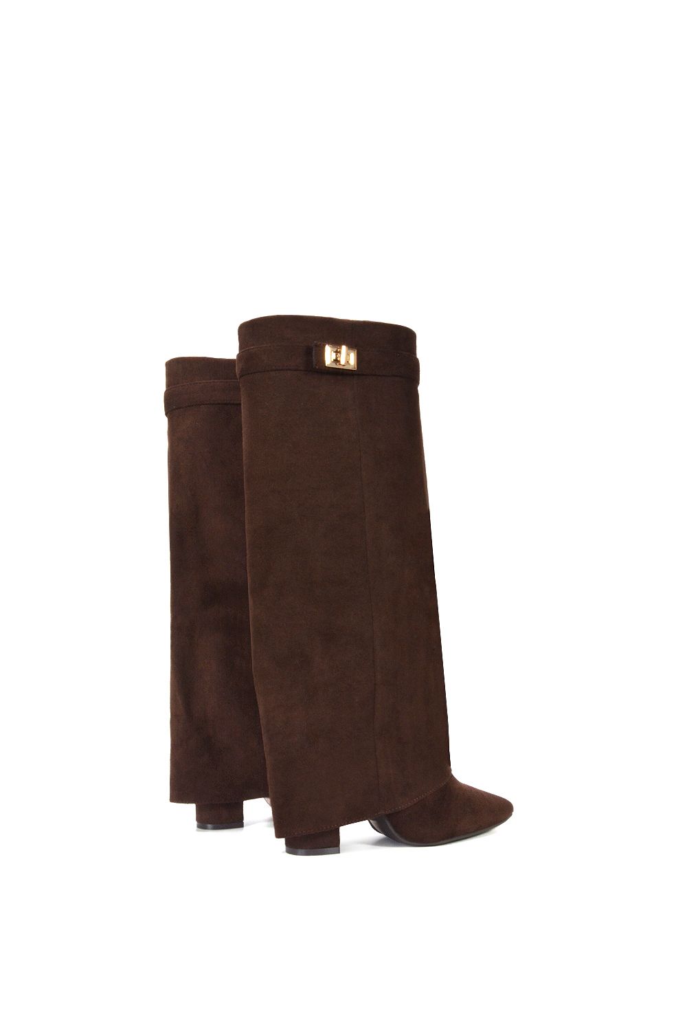 XY London 'Rayna' Block Heel Knee High Foldover Boots With Pointed Toe image 4