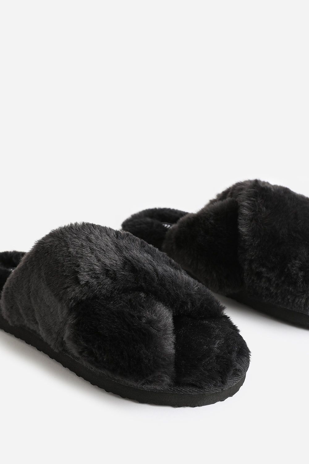 Where's That From 'Denise' Faux Fur Fluffy Crossover Slippers image 3