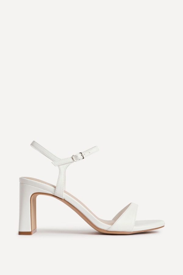 Linzi Charisma White Faux Leather Heeled Sandals