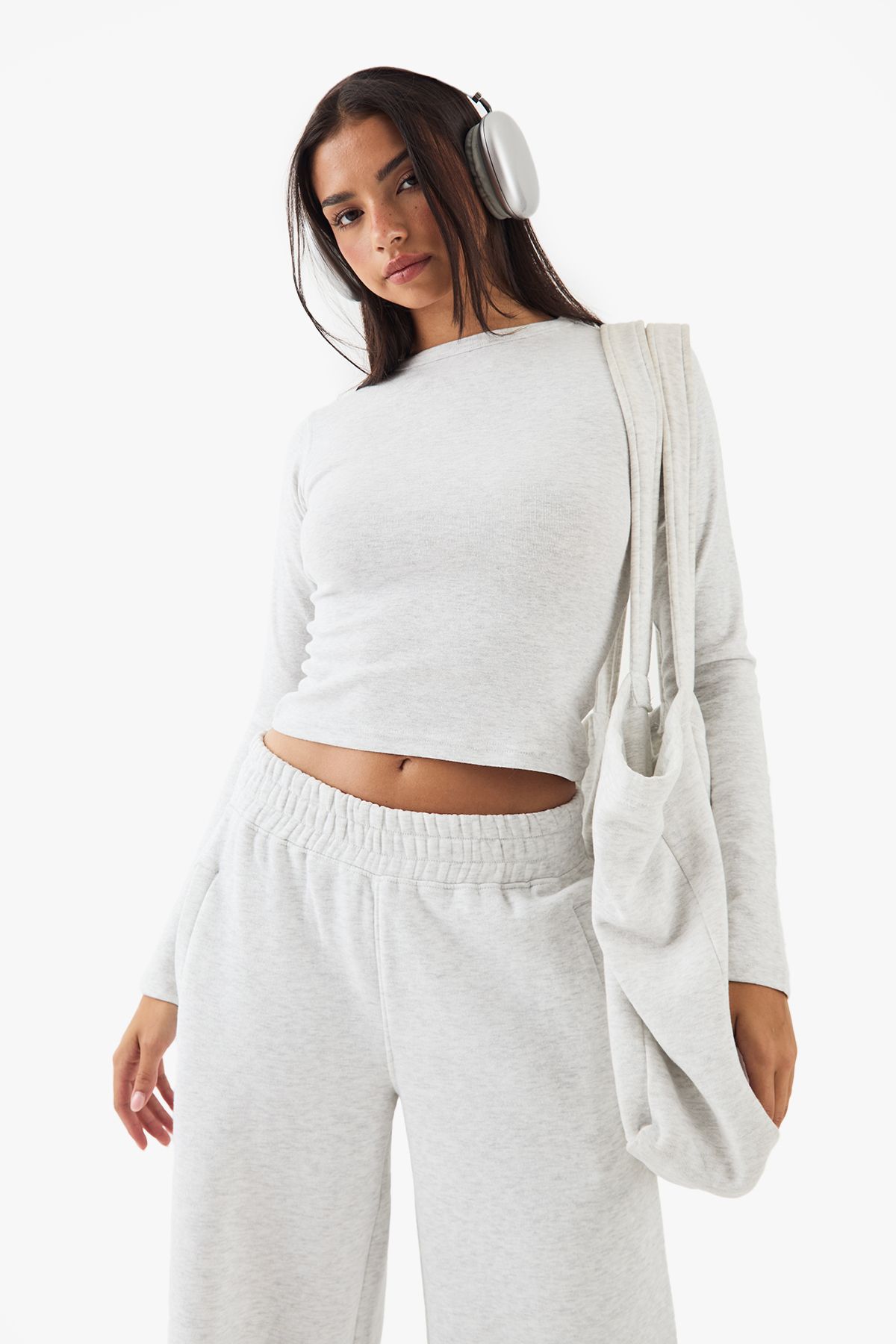 DSGN Studio DSGN Studio Embroidered Long Sleeve Top Ash Grey image 1