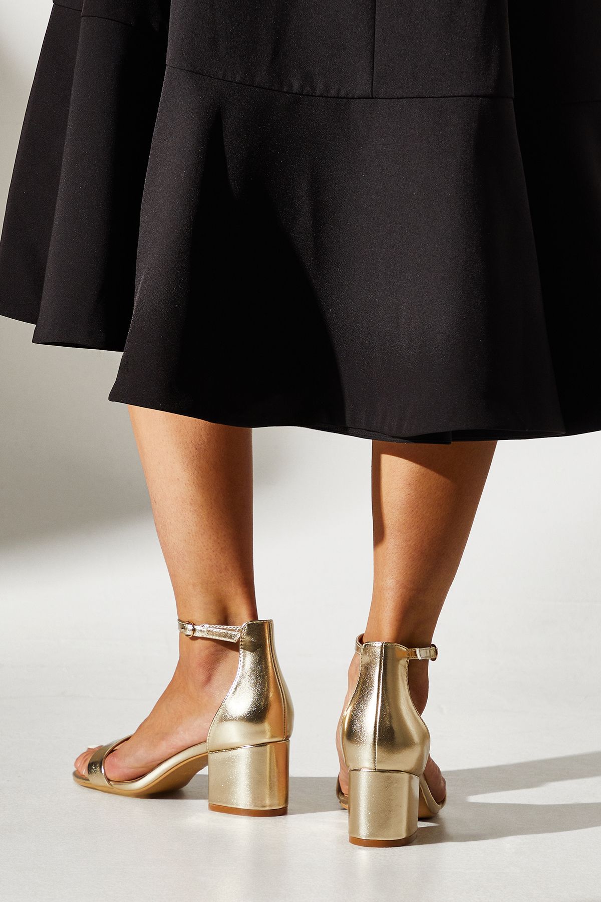 Coast Wide Fit Thelma Faux Leather Medium Block Heel Sandals Gold image 2