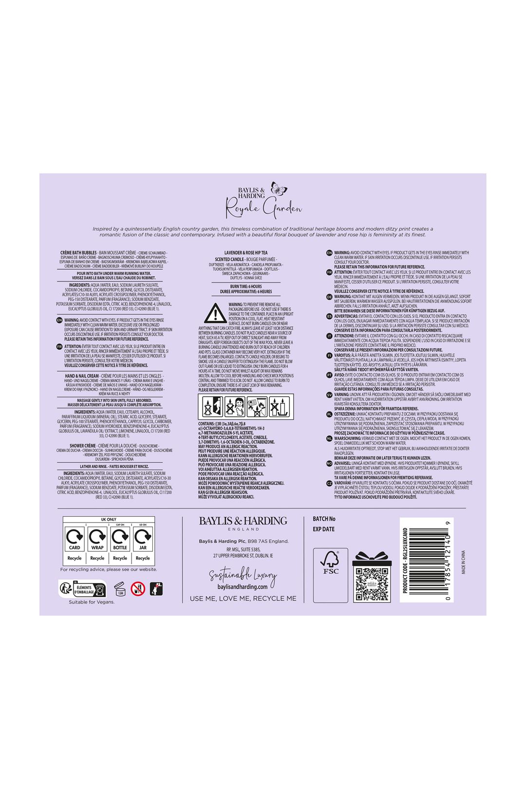 Baylis & Harding Royale Garden Gift Wrapped Candlelit Gift Set Multi image 8